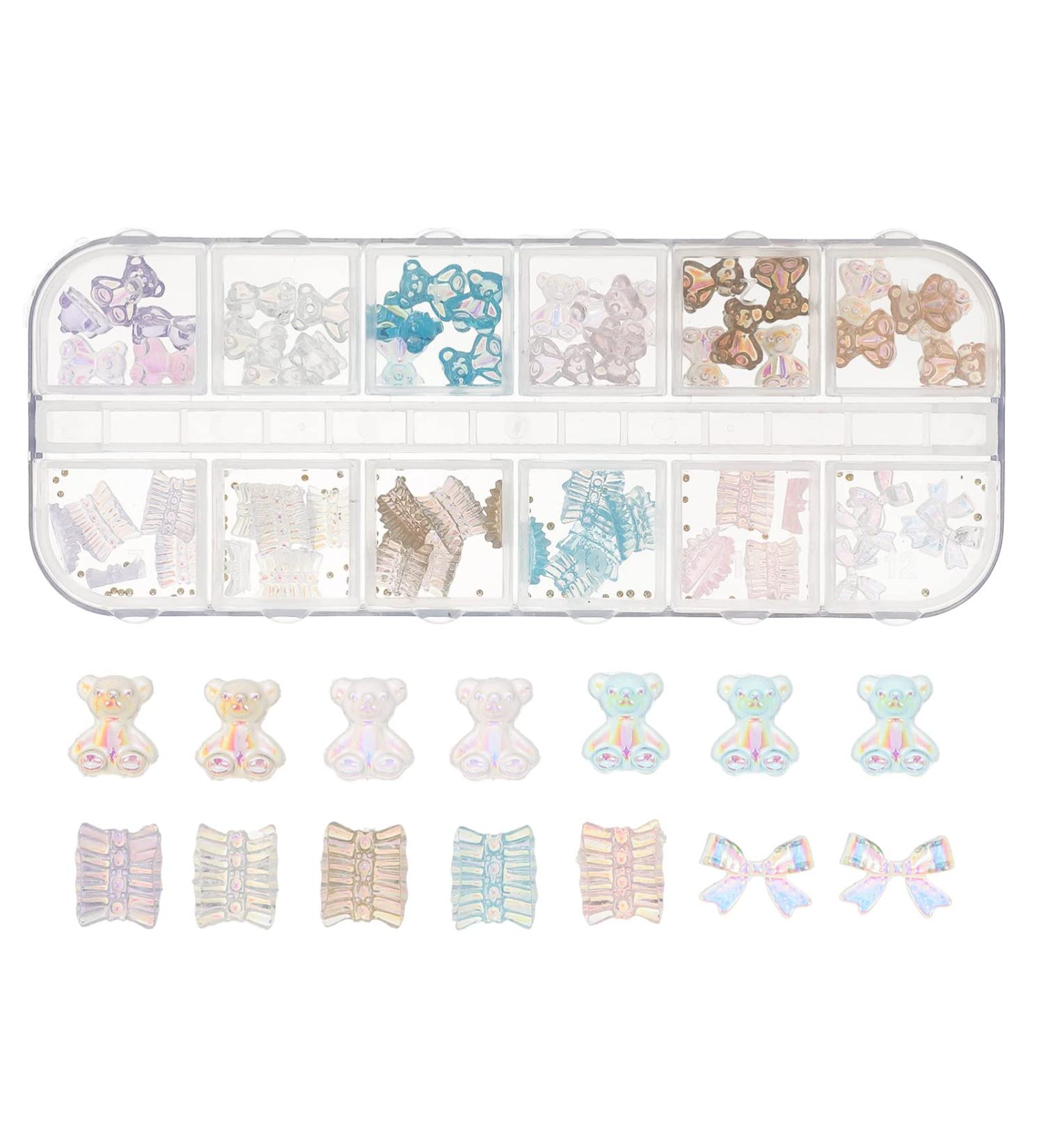 1 Box Nail Art Accessories Nail Art Small Decors Nail Crystals Nail Art Bear Nail Diy Accessories Resin Nail Art Studs Bow Nail Studs Delicate Little White Flower Tree Finger 3d Color 1 - Buy Online on GoSupps.com