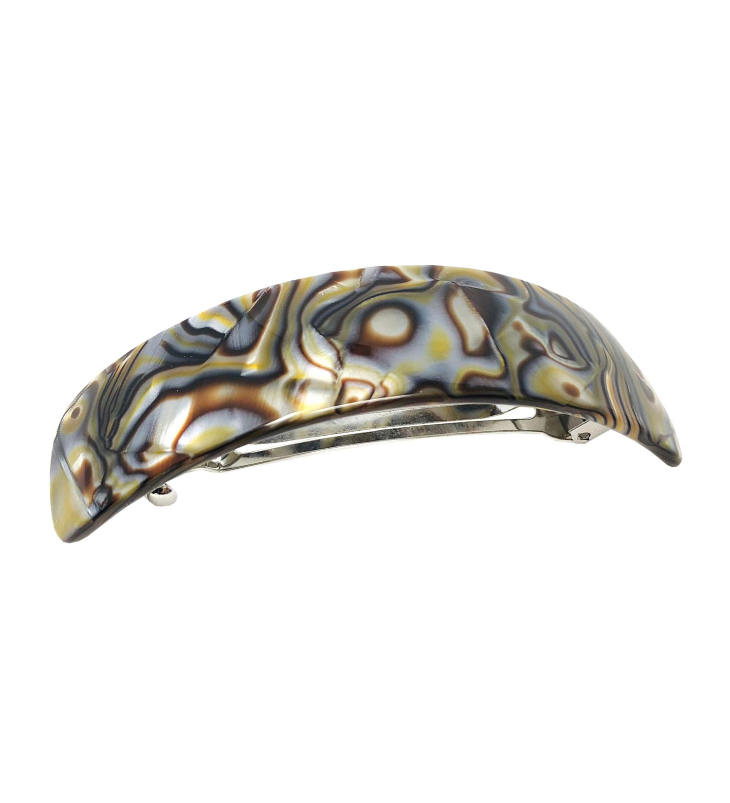 French Amie Onyx Handmade Curved Celluloid Hair Clip Barrette - Onyx Silver Grey - Buy Online on GoSupps.com