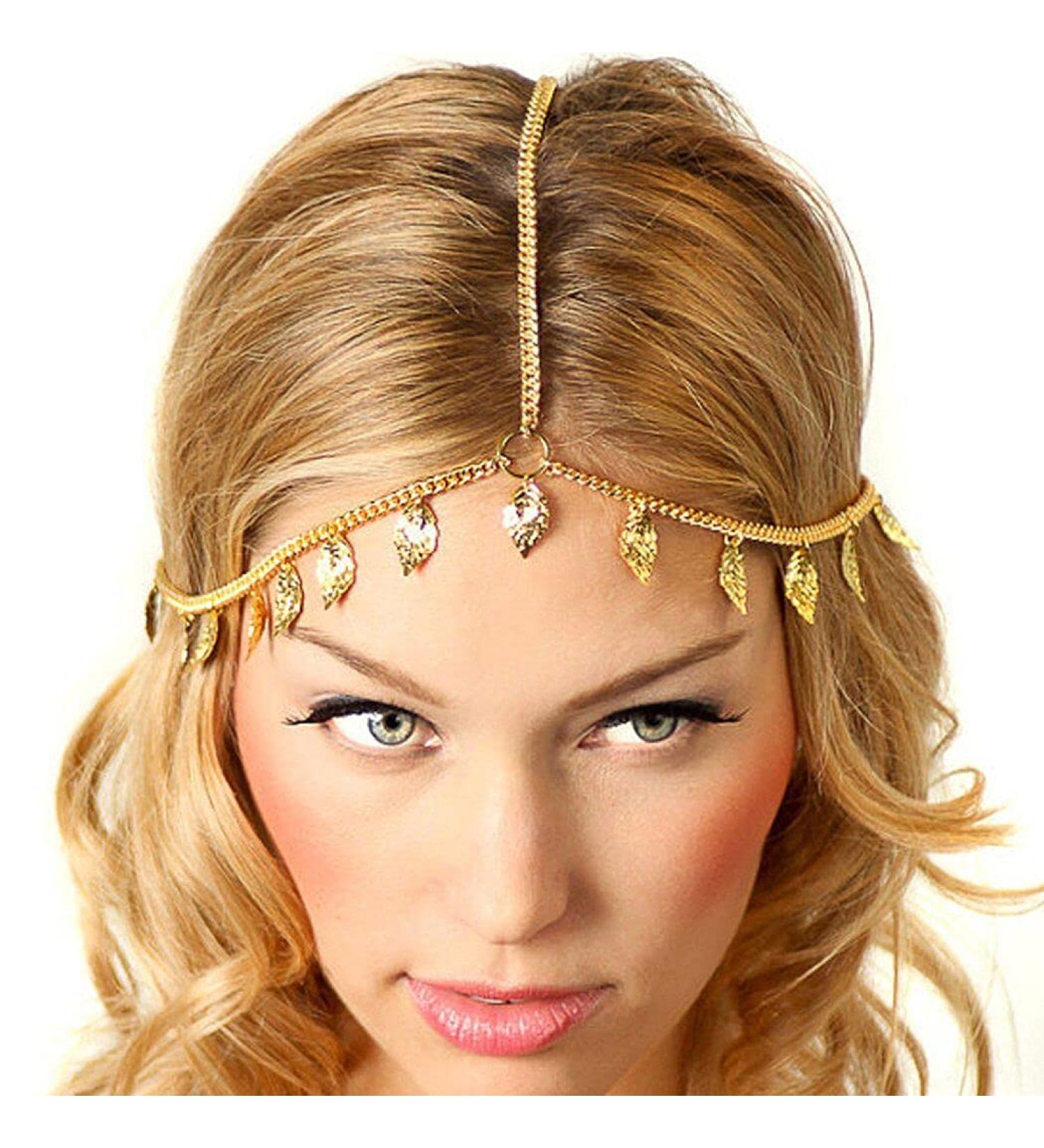 Yean Hair Accessories Head Chain with Leaves Pendant for Women & Girls - Elegant Boho Fashion - Buy Online on GoSupps.com