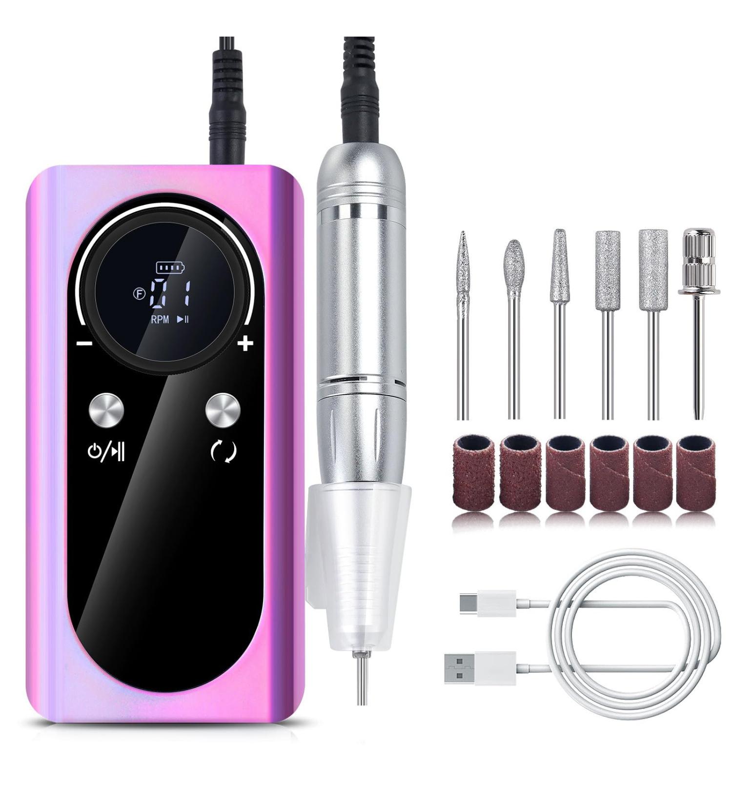 Professional Electric Nail File Drill Set 45000rpm Portable Adjustable Speed Rechargeable Suitable for Nail Art Beginners DIY Technicians Home Or Salon Use. (Purple) - Buy Online on GoSupps.com