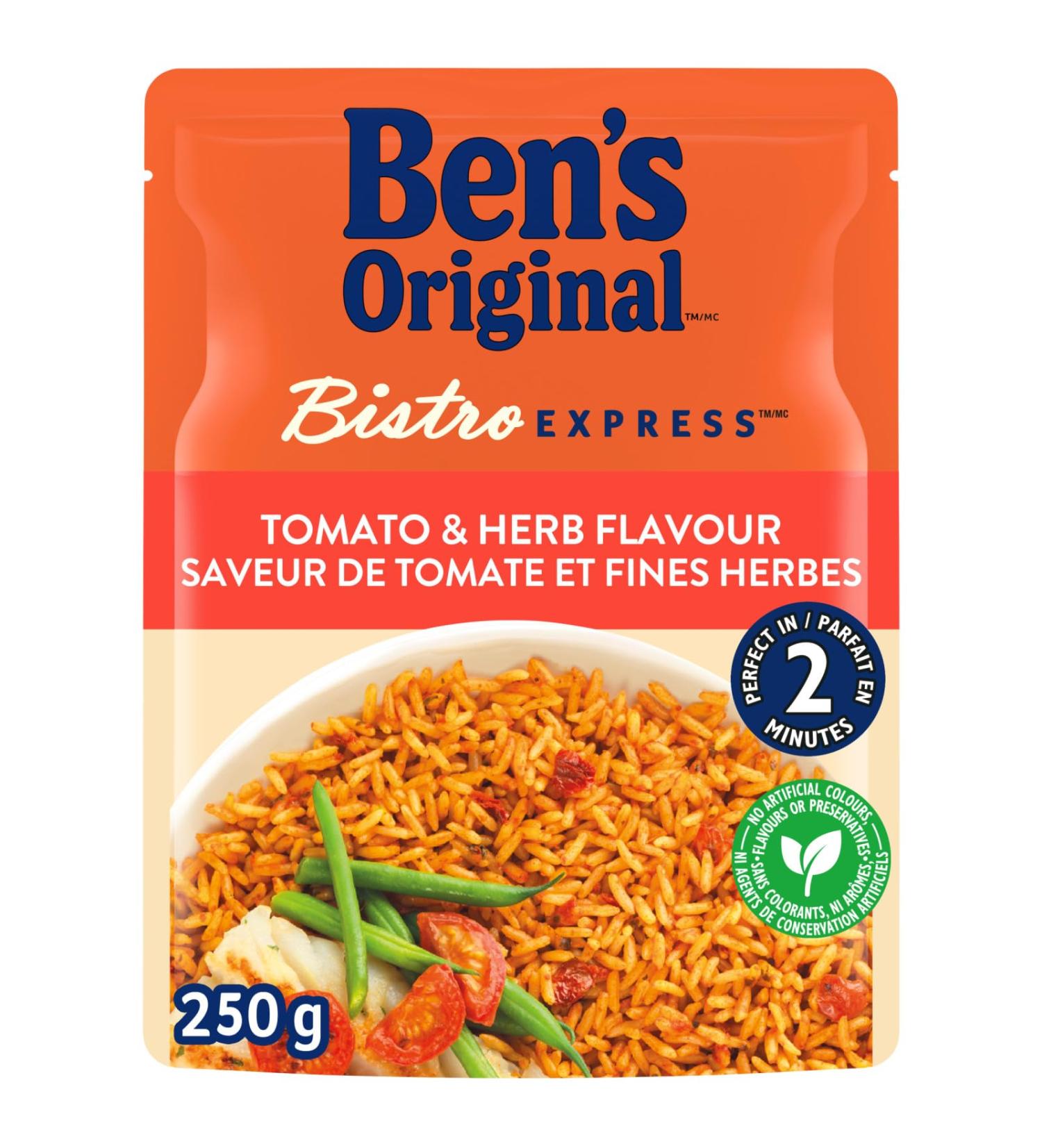 BEN'S ORIGINAL BISTRO EXPRESS Tomato & Herb Long Grain Rice and Side Dish 250g Pouch Tomato & Herb Flavour 1 - Buy Online on GoSupps.com