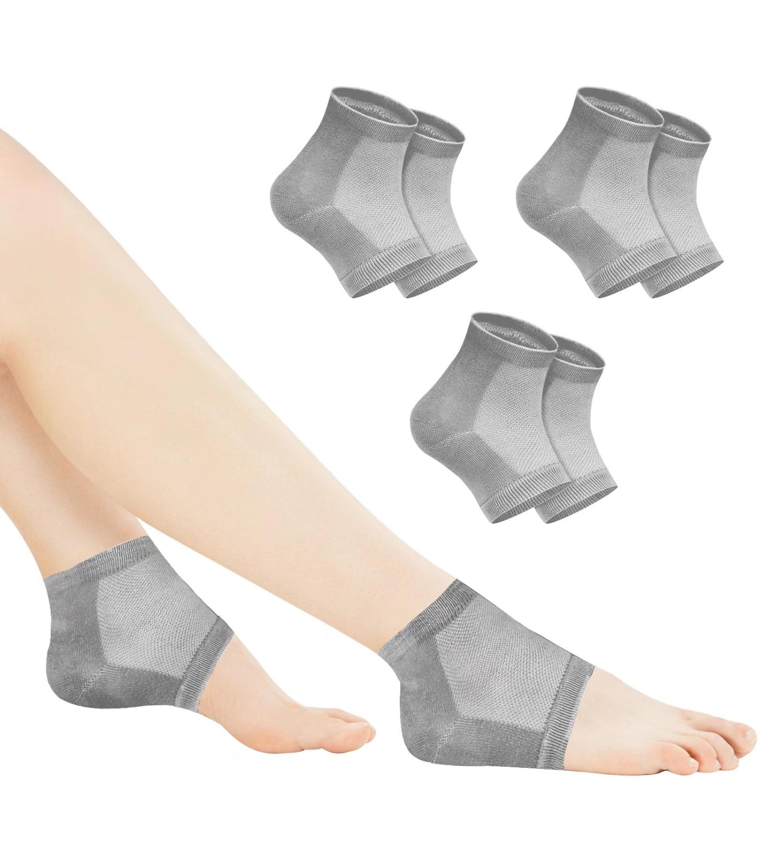 3 Pairs Set Special Care Heel Socks: Moisturizing Crack Treating Toeless for Female Feet (Grey) - Buy Online on GoSupps.com