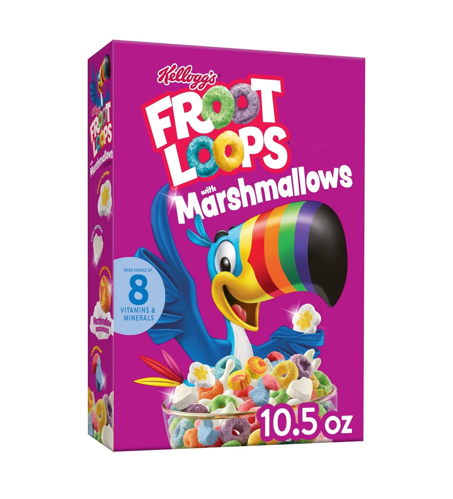 Kellogg's Froot Loops with Marshmallows Cereal - Fruit Flavored Breakfast Snacks | 10.5oz Box - Buy Online on GoSupps.com