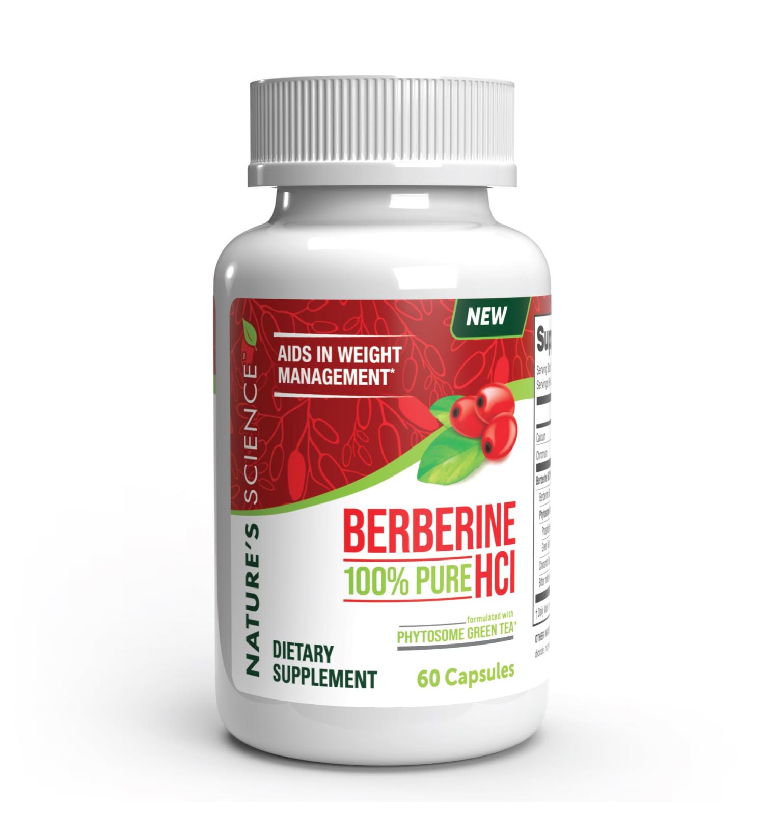 Nature's Science Berberine HCL with Phytosome Green Tea for Weight Management 100% Pure Clinical Grade Berberine HCL for Better Absorption - Helps Metabolism Keeps Full for Longer - 60 Caps - Buy Online on GoSupps.com