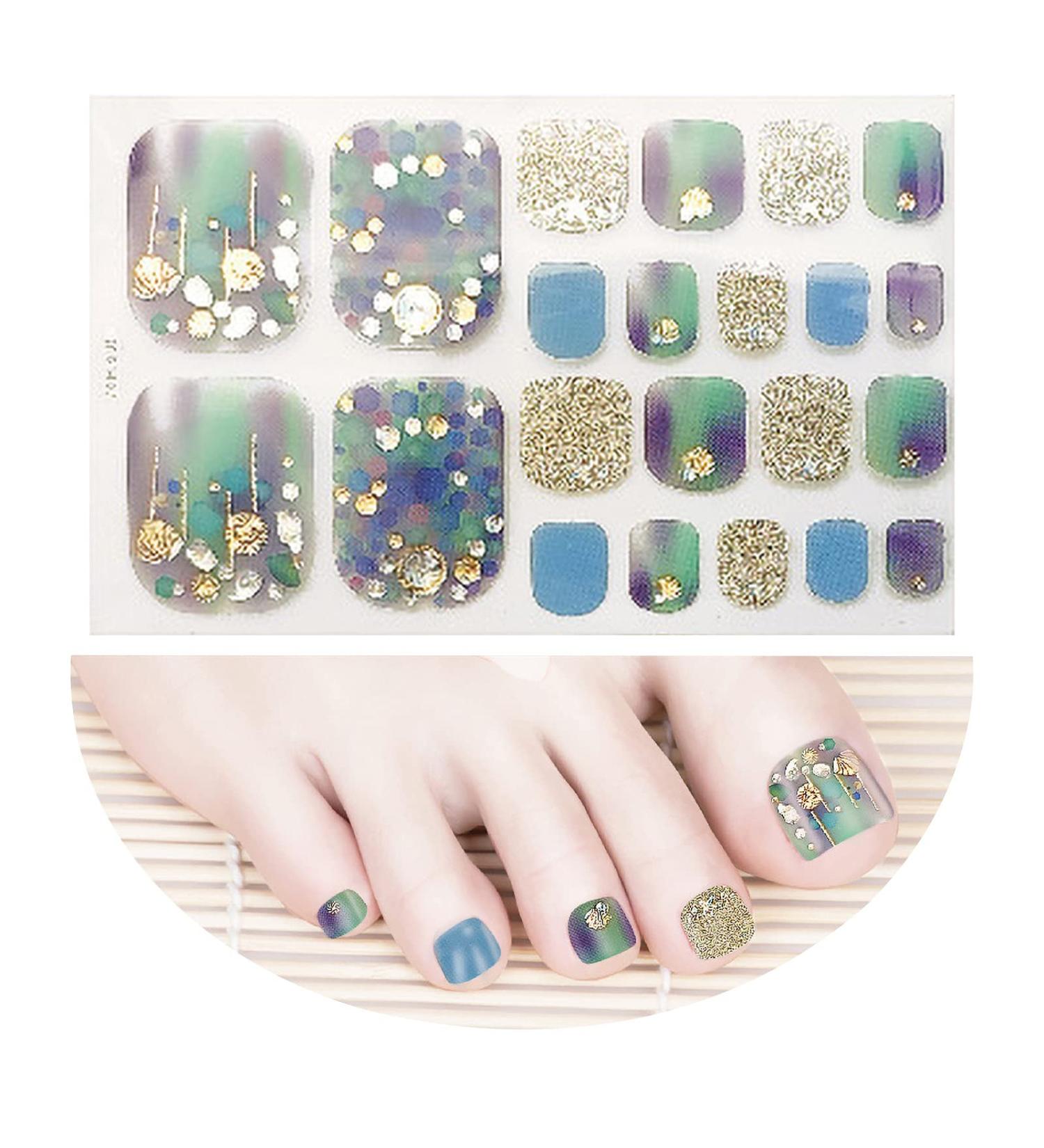 Self-Adhesive Toe Nail Stickers - Summer Star & Moon Designs | DIY Toenail Art with Nail Files - Shop Now! - Buy Online on GoSupps.com
