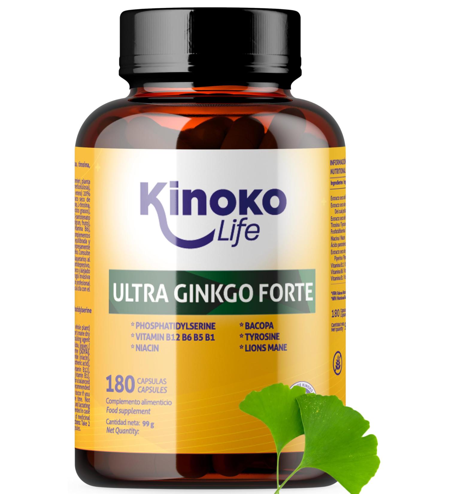 Buy Ginkgo Biloba Forte 180 Capsules - Boost Memory & Concentration with Bacopa Lion's Mane Niacin & B Vitamins | International Shipping - Buy Online on GoSupps.com