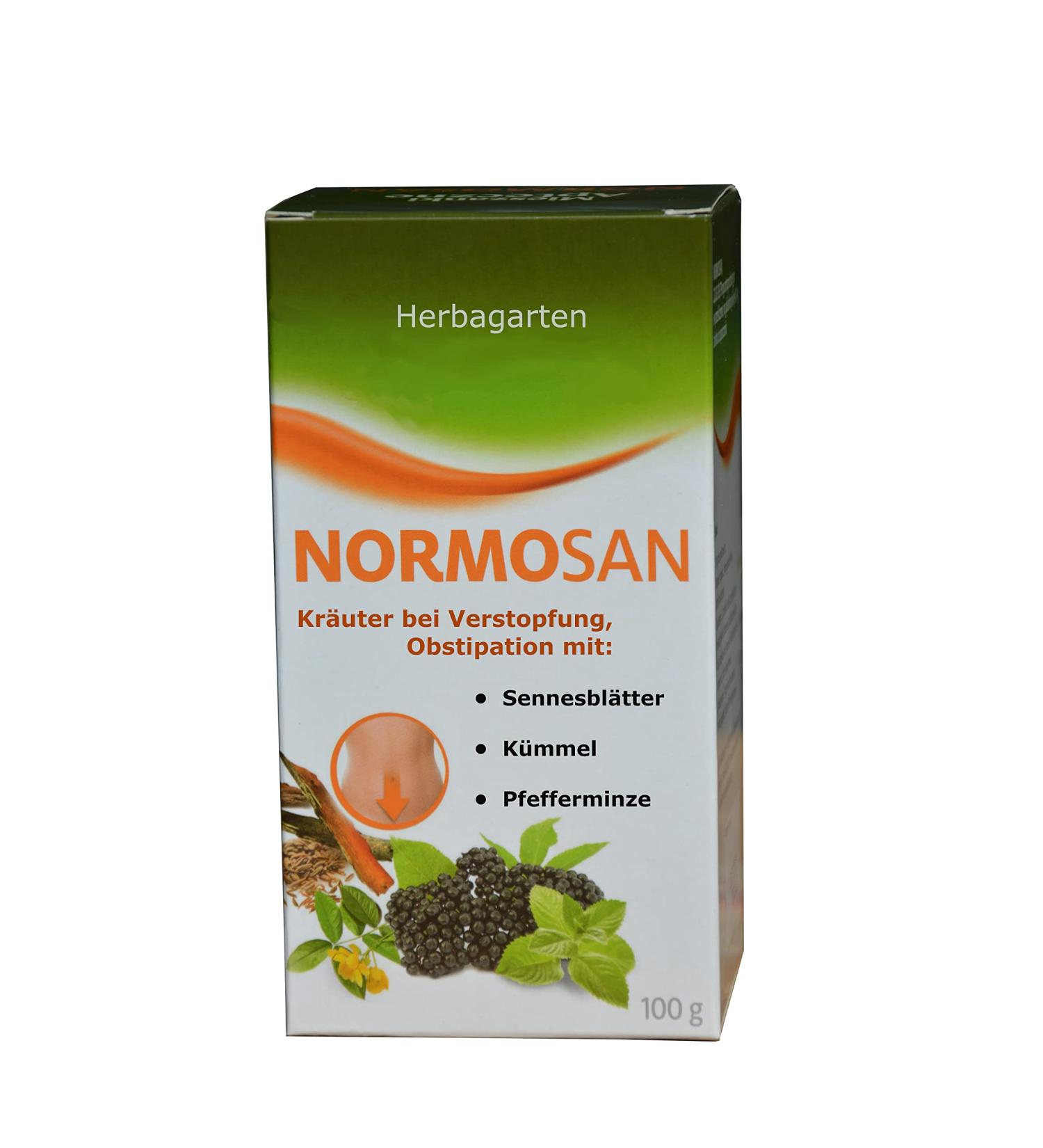  Herbagarten Normosan tea for constipation 20 x 2g with sloth bark senna cumin peppermint laxative senna leaves laxative tea - Buy Online on GoSupps.com
