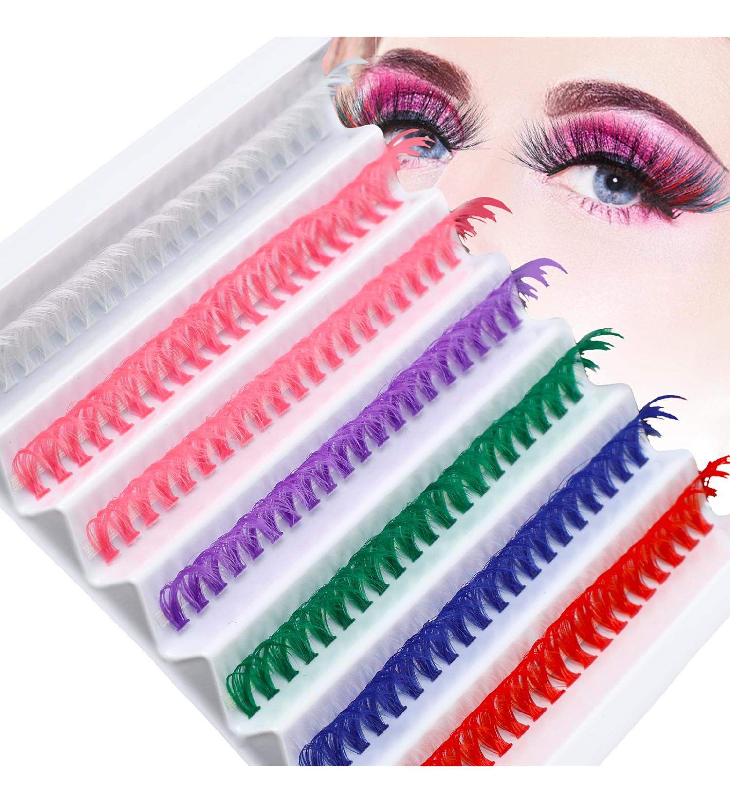 Sibba Colored Lashes Cluster - 14MM Individual False Lashes Wispy & Curl DIY Eyelash Extensions 140Pcs Colorful Eyelashes for Home Use - Buy Online on GoSupps.com