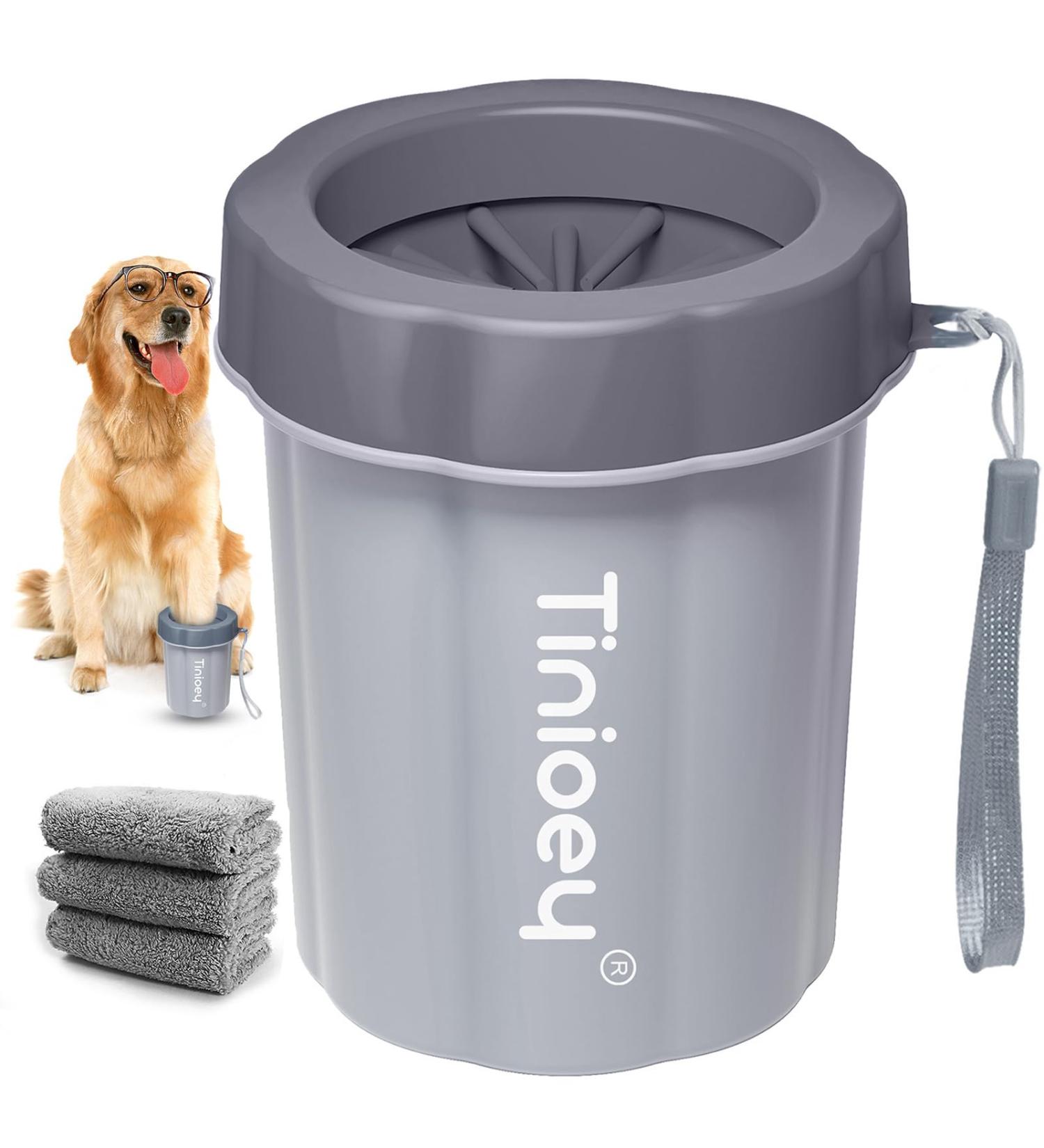 Tinioey Paw Cleaner for Dogs - Includes 3 Dog Towels | Medium Gray Dog Accessories & Brush - Buy Online on GoSupps.com