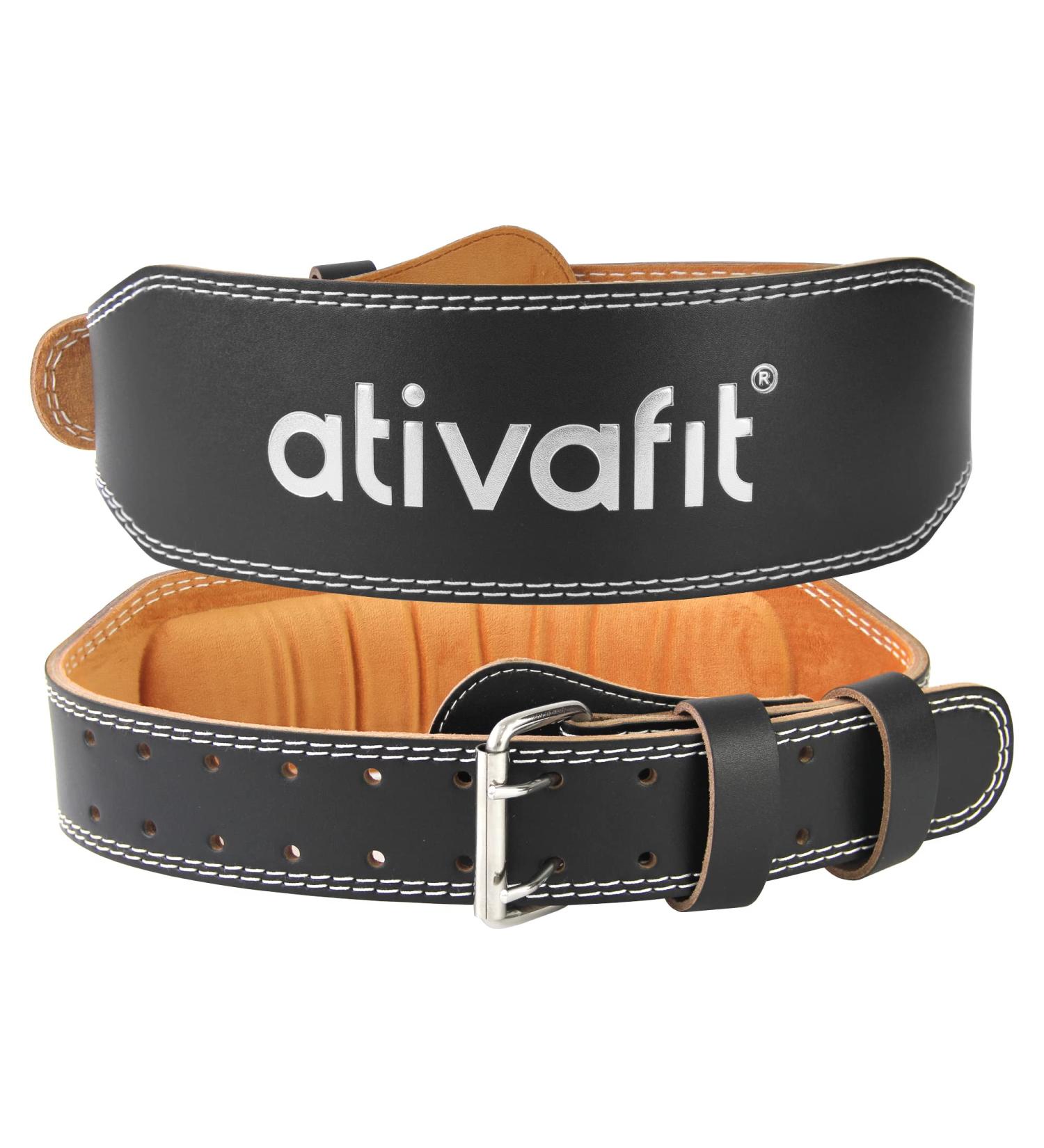 Ativafit Adjustable Leather Weight Lifting Belt | Contoured Fitness Training Support | Perfect for Bodybuilding & Strength Training - Buy Online on GoSupps.com