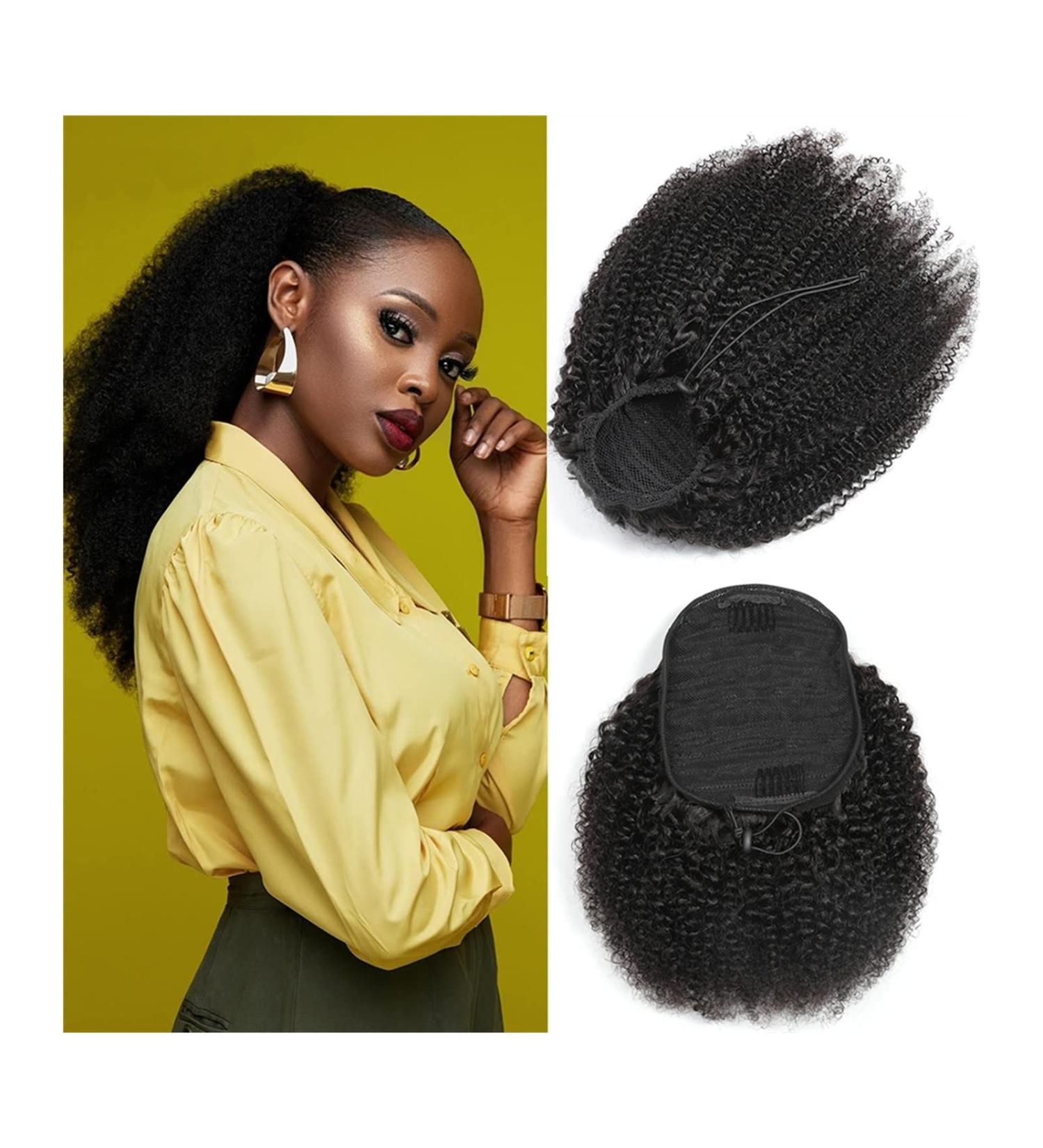 Hair Chignon 8-24 Inch Afro Curly Ponytail Human Hair Extensions Curly Fluffy Hair Comb with Drawstring Ponytail Hair Extensions Messy Bun Hair Piece (Color : Black Size : 22inch) - Buy Online on GoSupps.com