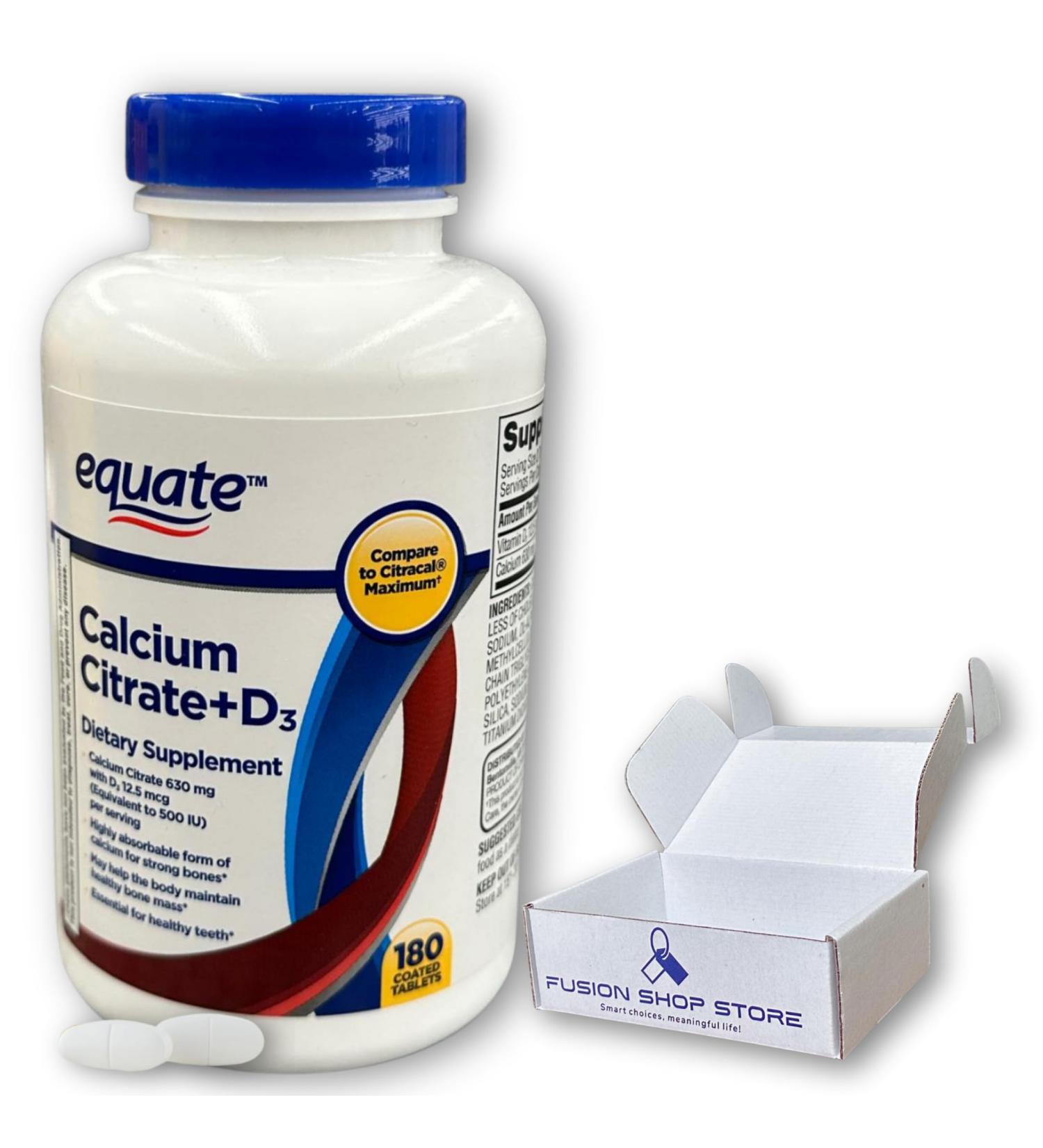 Calcium Citrate with Vitamin D3- Tablets 630mg 180ct (Pack of 1) Boxed by Fusion Shop Store - Buy Online on GoSupps.com