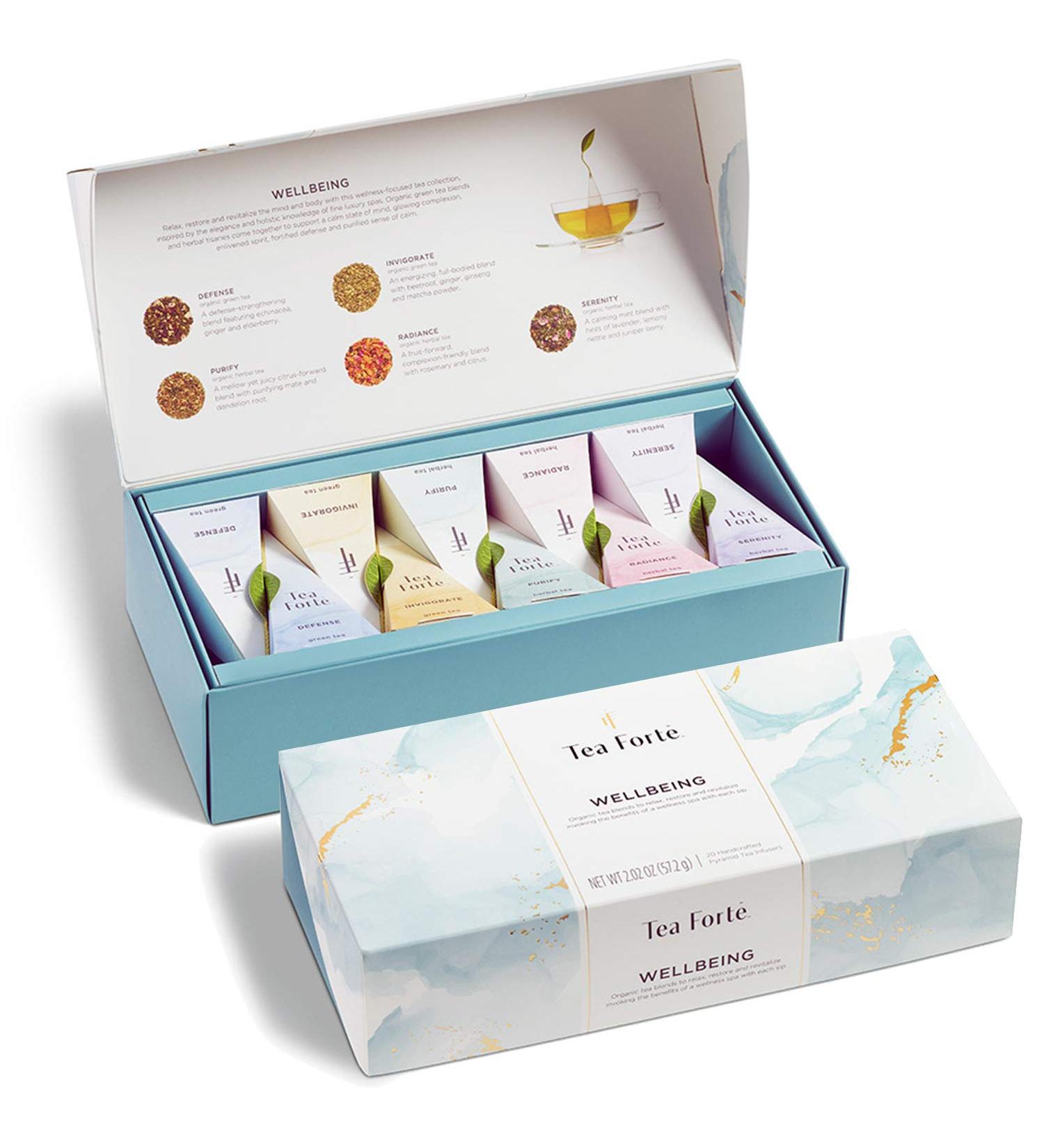 Tea Forte Wellbeing | 10 Pyramid Infusions Box | 5 Unique Teas & Herbal Blends | Premium International Shipping - Buy Online on GoSupps.com