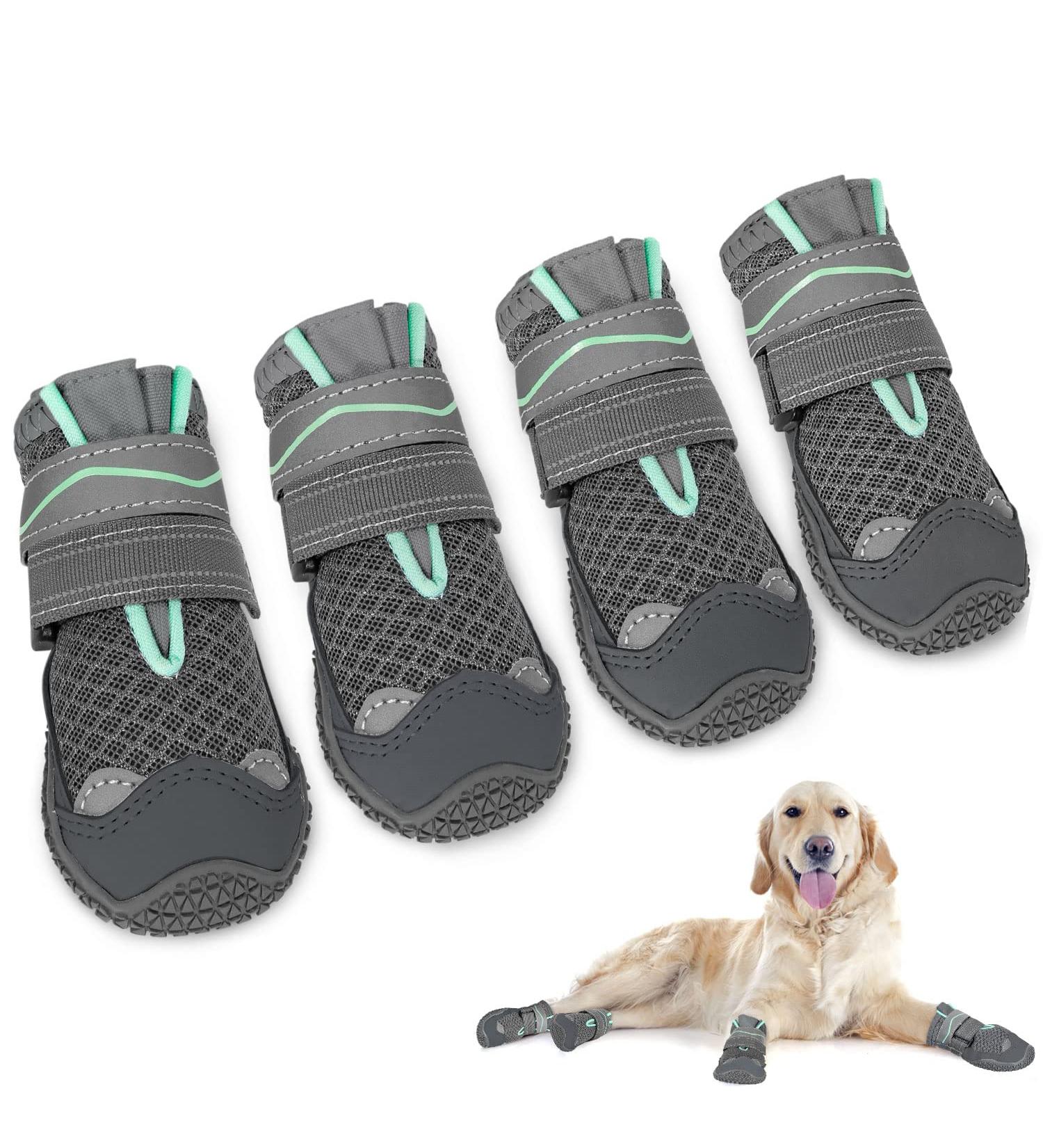 Slowton Dog Shoes - Breathable Non-Slip Paw Protection Boots for Small Medium & Large Dogs | Adjustable Reflective Velcro Fasteners - Size 2 (4 Pieces) - Buy Online on GoSupps.com