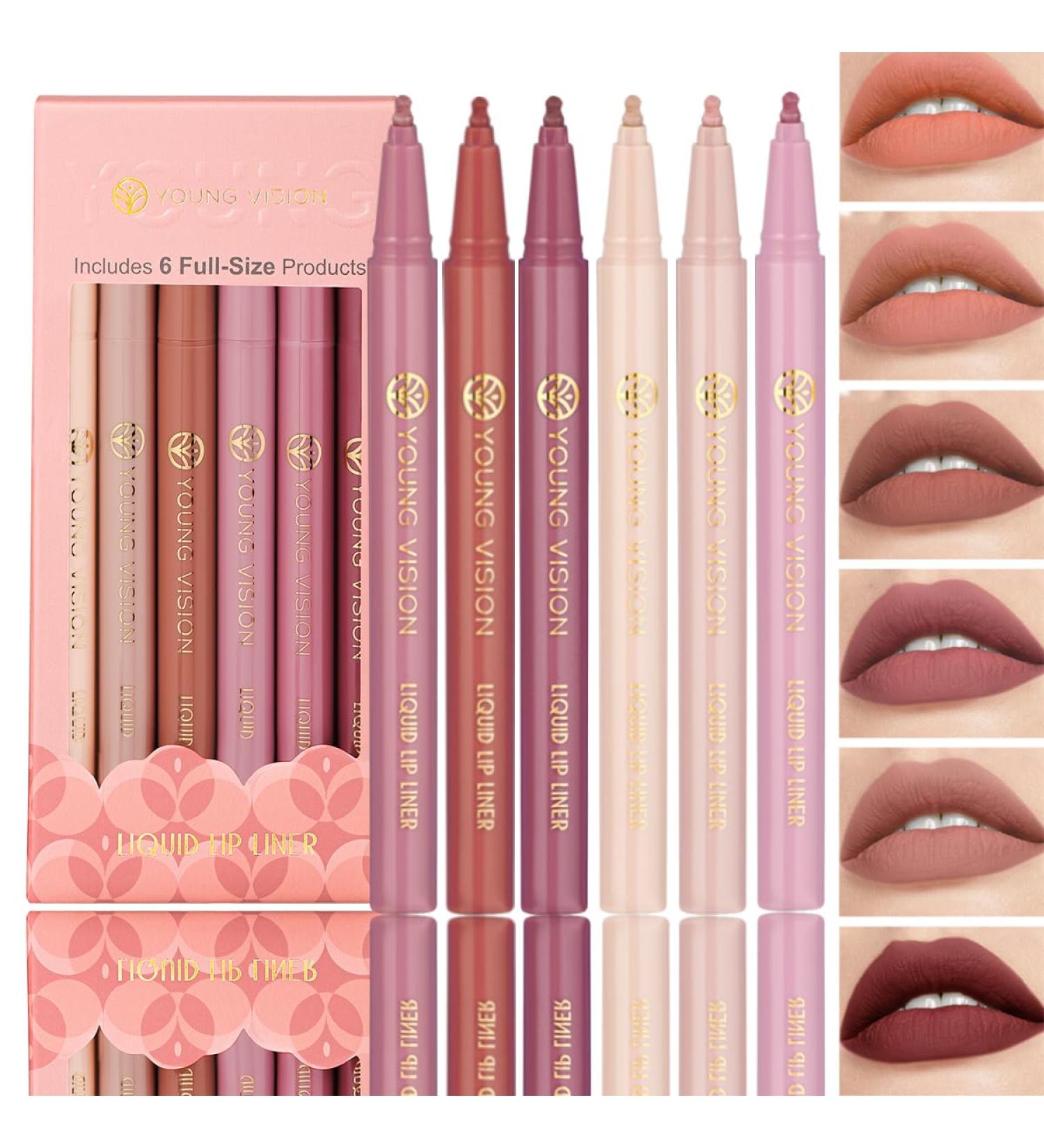 YOUNG VISION 6-Pc Liquid Lipstick & Lipliner Set | Long-Lasting Nude Matte Lip Stains | Perfect Gift for Women - Buy Online on GoSupps.com