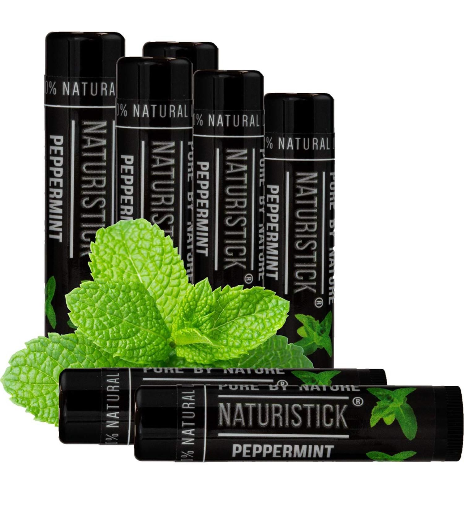 7-Pack Black Peppermint Lip Balm Gift Set for Men and Women by Naturistick - 100% Natural Beeswax Chapstick for Dry Lips - Made in USA - Buy Online on GoSupps.com