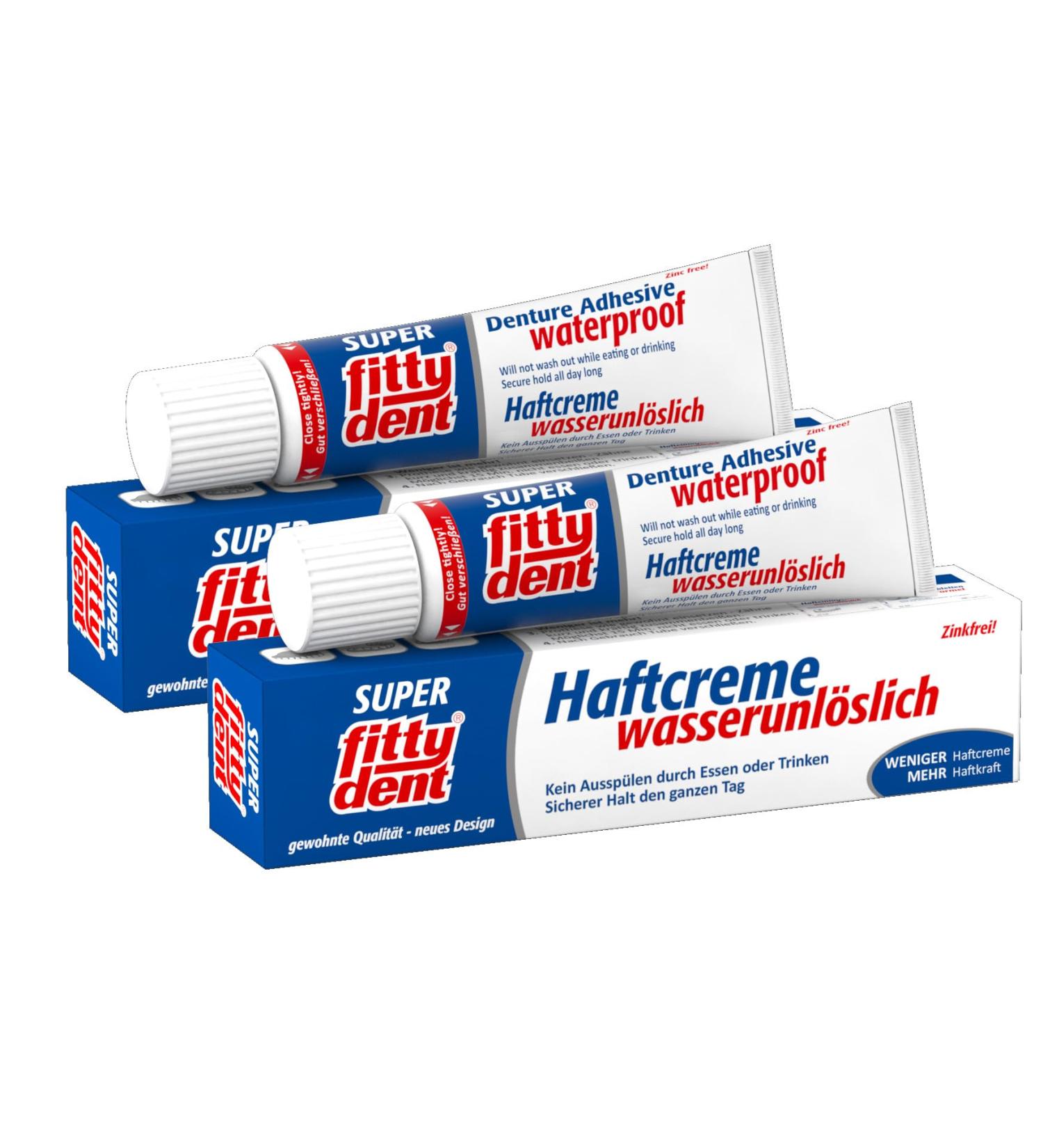 2x FITTYDENT Super Adhesive Cream 40g - Water-Insoluble Zinc-Free | International Shipping Available - Buy Online on GoSupps.com