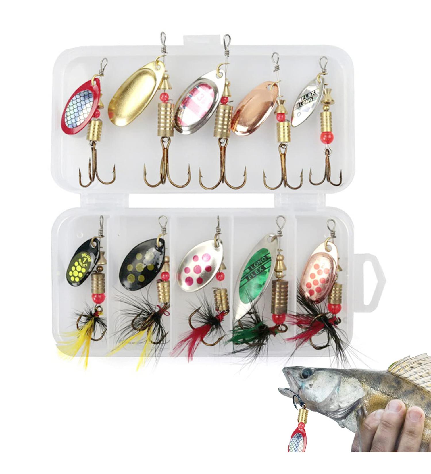 Angelkader 10-Piece Trout Spoon Spinner Blinker Wobbler Fishing Bait Set - Ideal for Trout Perch Salmon Pike & Pikeperch - Buy Online on GoSupps.com