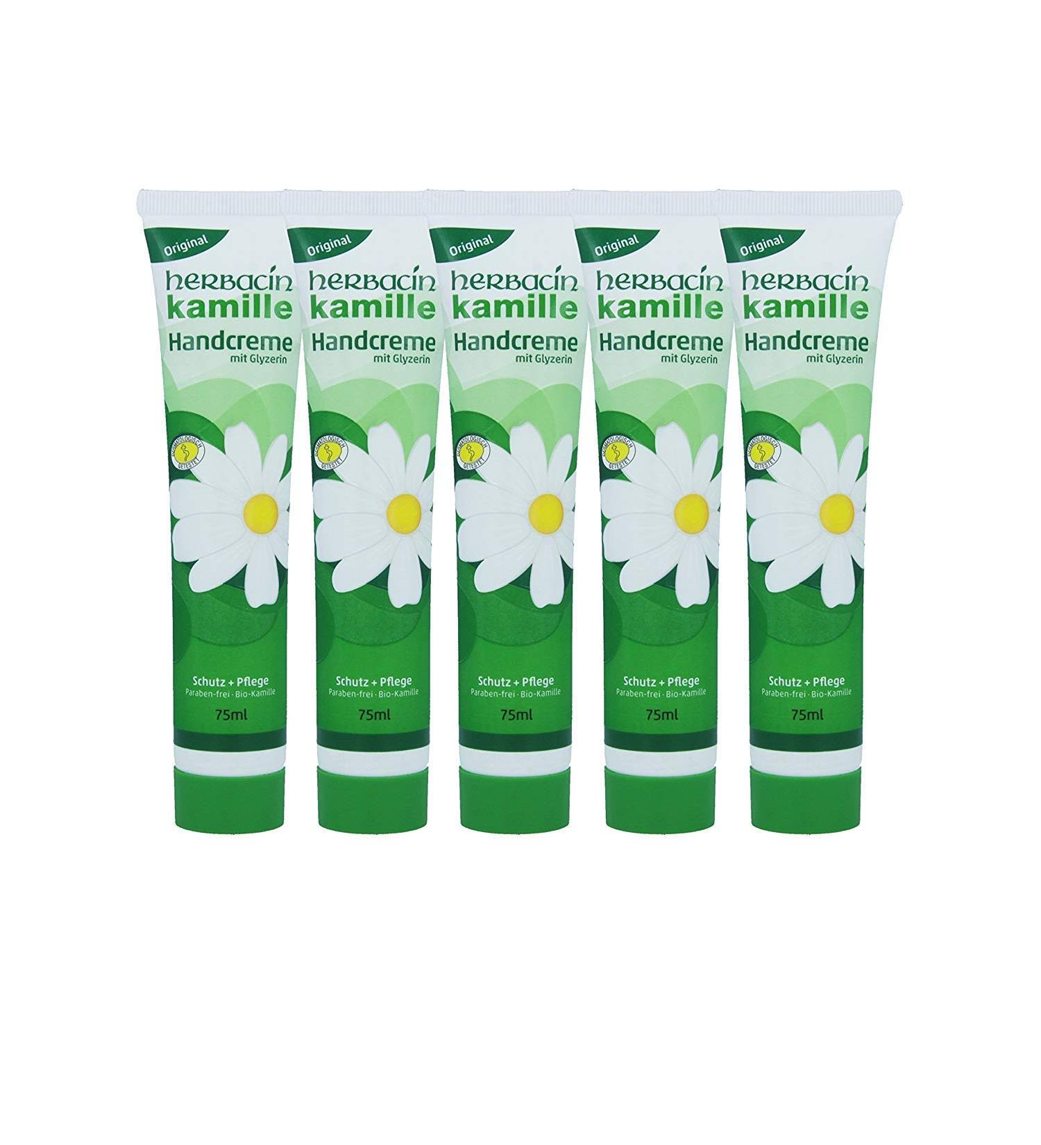 chamomile Herbacin hand cream + glycerine tube 75 ml pack of 5 (5 x 75 ml)