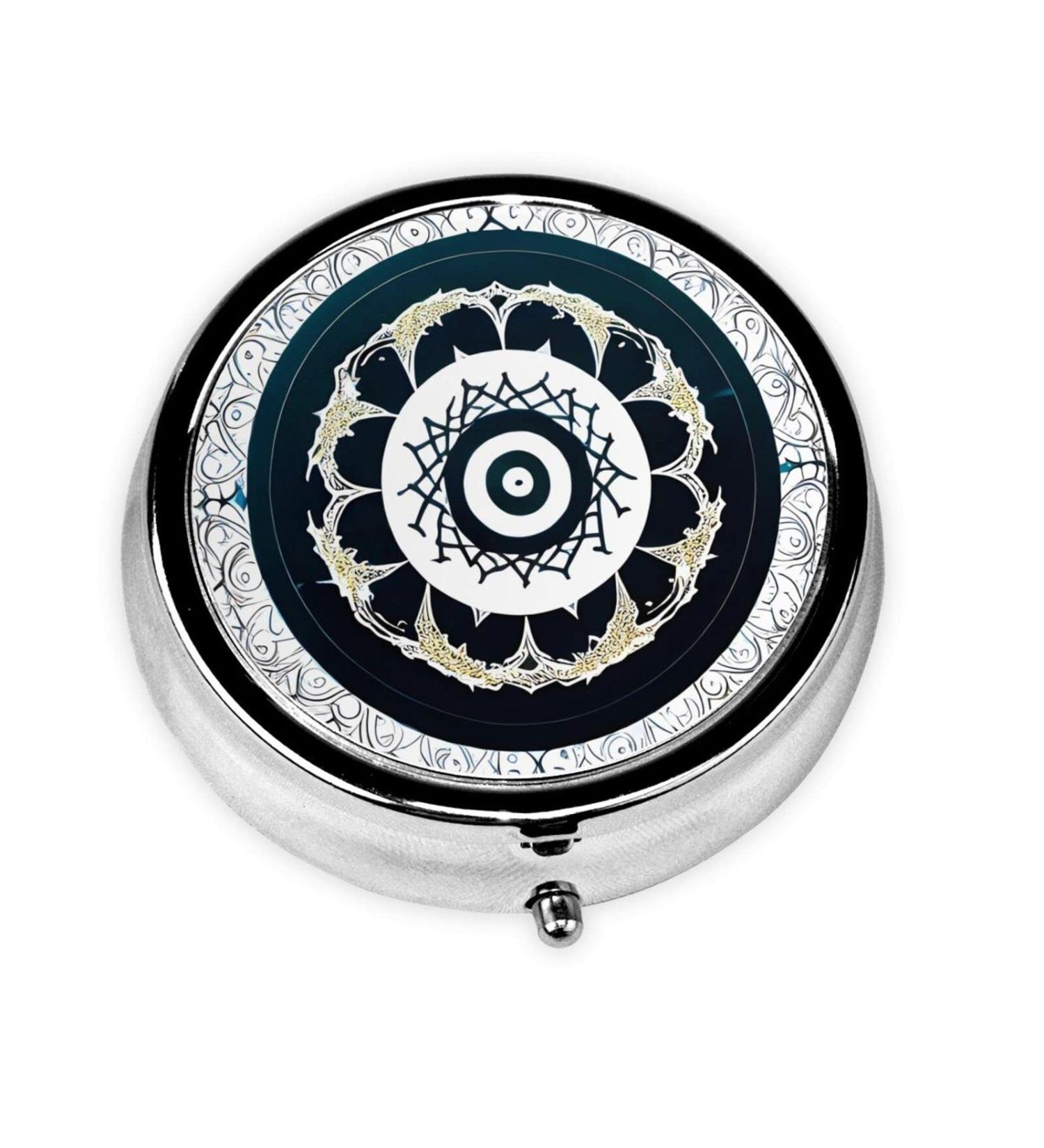 Black and White Round Pill Box Organizer - 3 Compartment Portable Travel Pill Box - Ideal for International Shipping - Buy Online on GoSupps.com