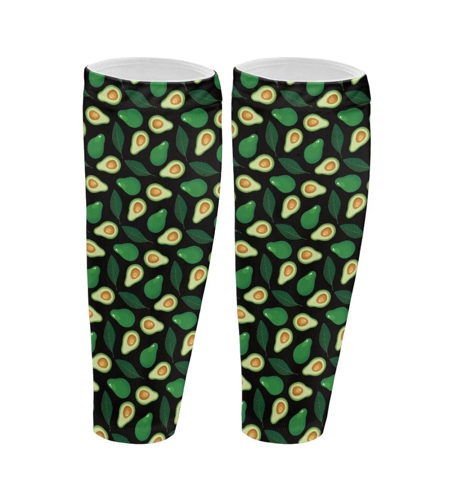 Poceacles Avocado Pattern Calf Compression Sleeves for Men & Women - Footless Compression Socks for Running Sports - Green Avocado Design - Buy Online on GoSupps.com