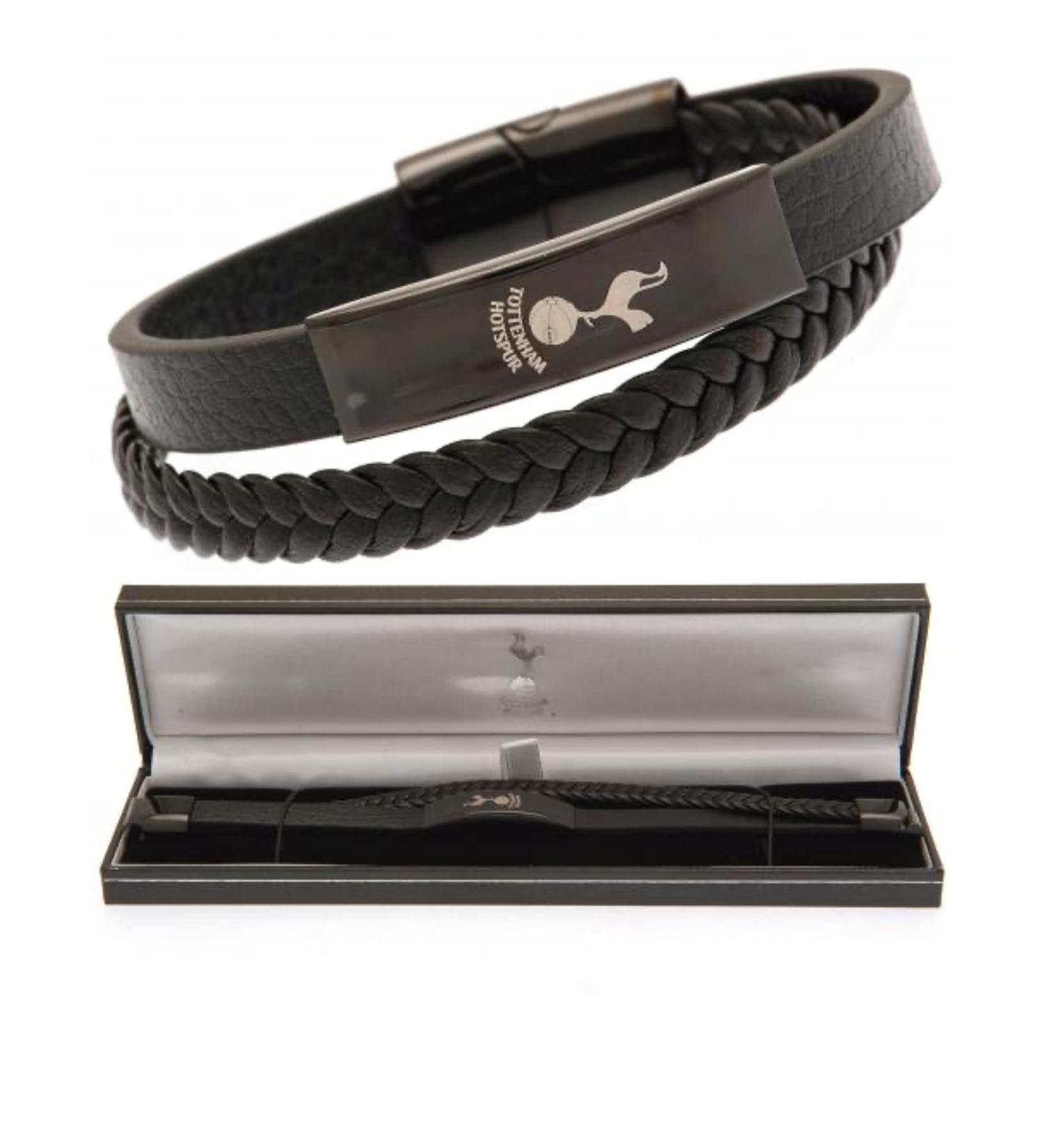 Buy Tottenham Hotspur FC Black IP Leather Bracelet - Official Licensed Merchandise - Buy Online on GoSupps.com