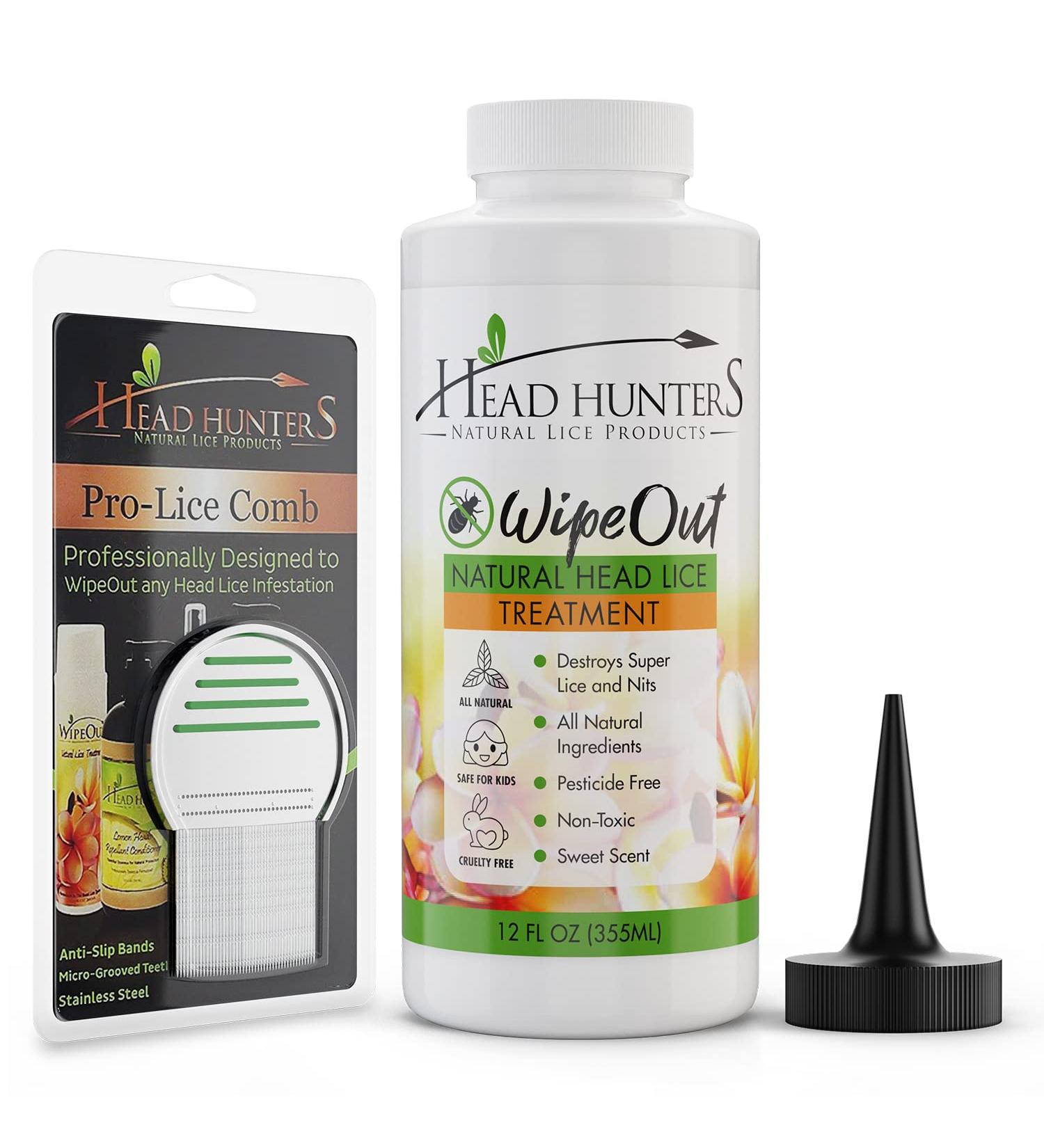 Head Hunters Pro Kit - Wipeout Extra Strength Family Lice Treatment Shampoo & Comb - Kills Lice, Super Lice, and Nits - Non-Toxic 12oz - Buy Online on GoSupps.com