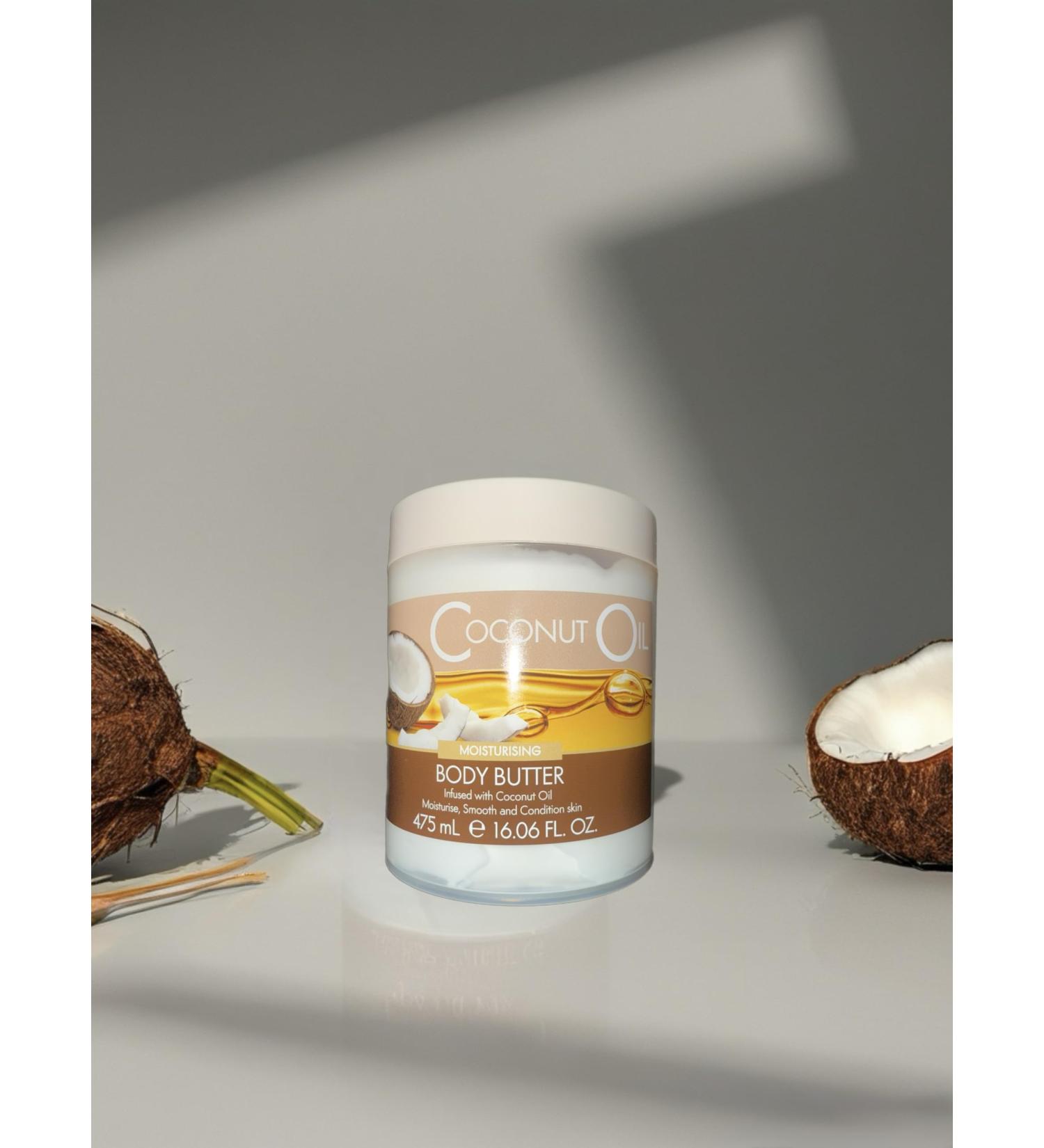 Coconut Oil Body Butter Skin Smoothing Infused with Coconut Oil and Vitamin E 475 mL.