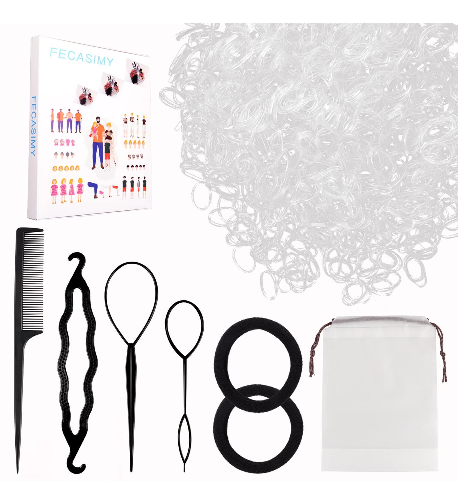 1000pcs Tiny Rubber Bands Mini Hair Ties Hair Braiding Tools Toddler Comb - Jumbo Seamless Hair Ties for Thick Hair - Clear Hair Elastics (2pcs) - Buy Online on GoSupps.com