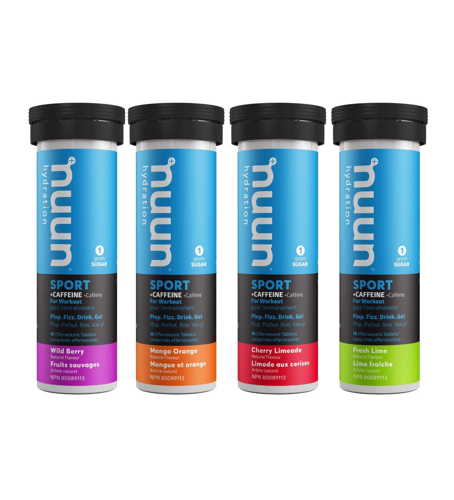 Nuun Sport + Caffeine: Electrolyte Drink Tablets | Mixed Flavour Pack | 40mg Caffeine | Hydration | 40 servings Mixed flavors 40 count (Pack of 1) - Buy Online on GoSupps.com