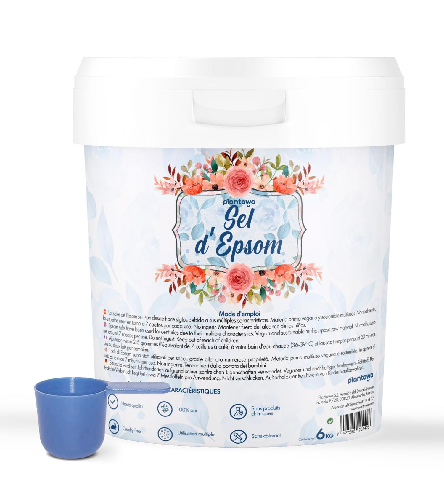 PLANTAWA - Epsom Salt 6 kg | Pure Magnesium Relaxing Repairing and Foaming Aromatherapy | Free from Toxins and Additives W - Buy Online on GoSupps.com