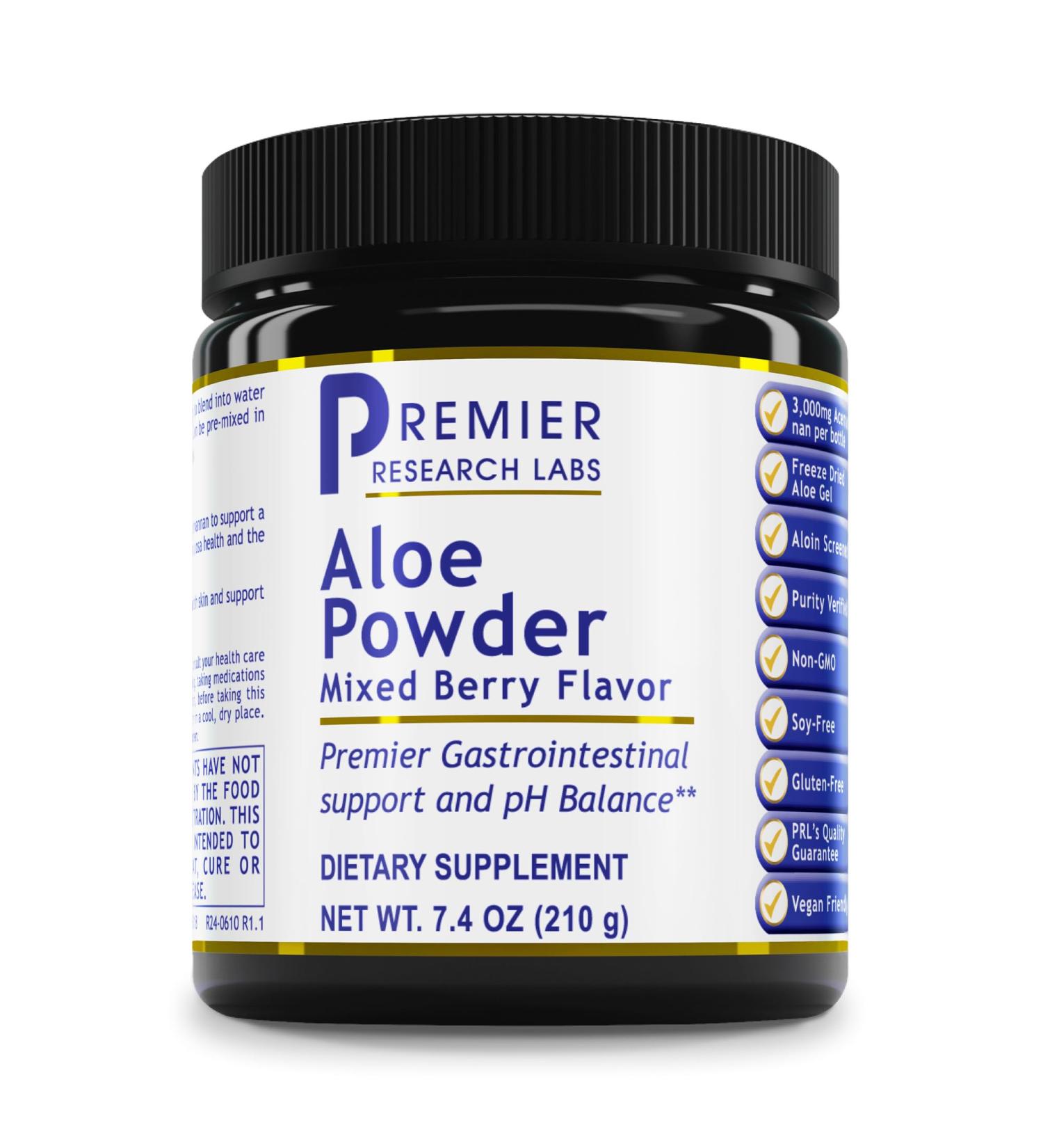 Premier Research Labs Aloe Powder - Aloe Vera Powder Aloe Vera Drink Mix for Skin and Digestion Aloe Barbadensis Leaf Extract with Acemannan Freeze Dried - Mixed Berry 7.4 Oz (30 Servings) - Buy Online on GoSupps.com