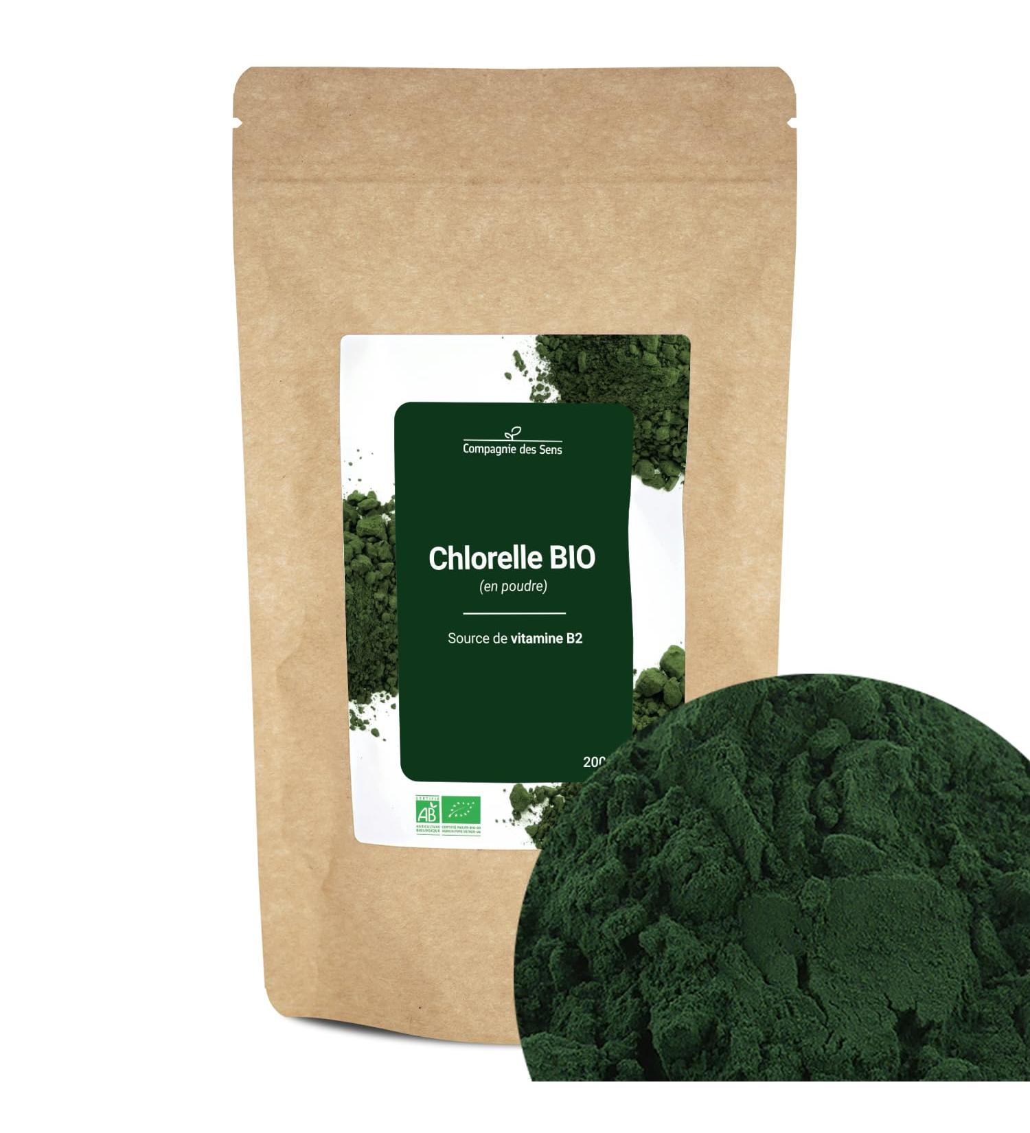 Chlorelle BIO (en poudre) - source de vitamine B2-200g 200 g (Lot de 1)