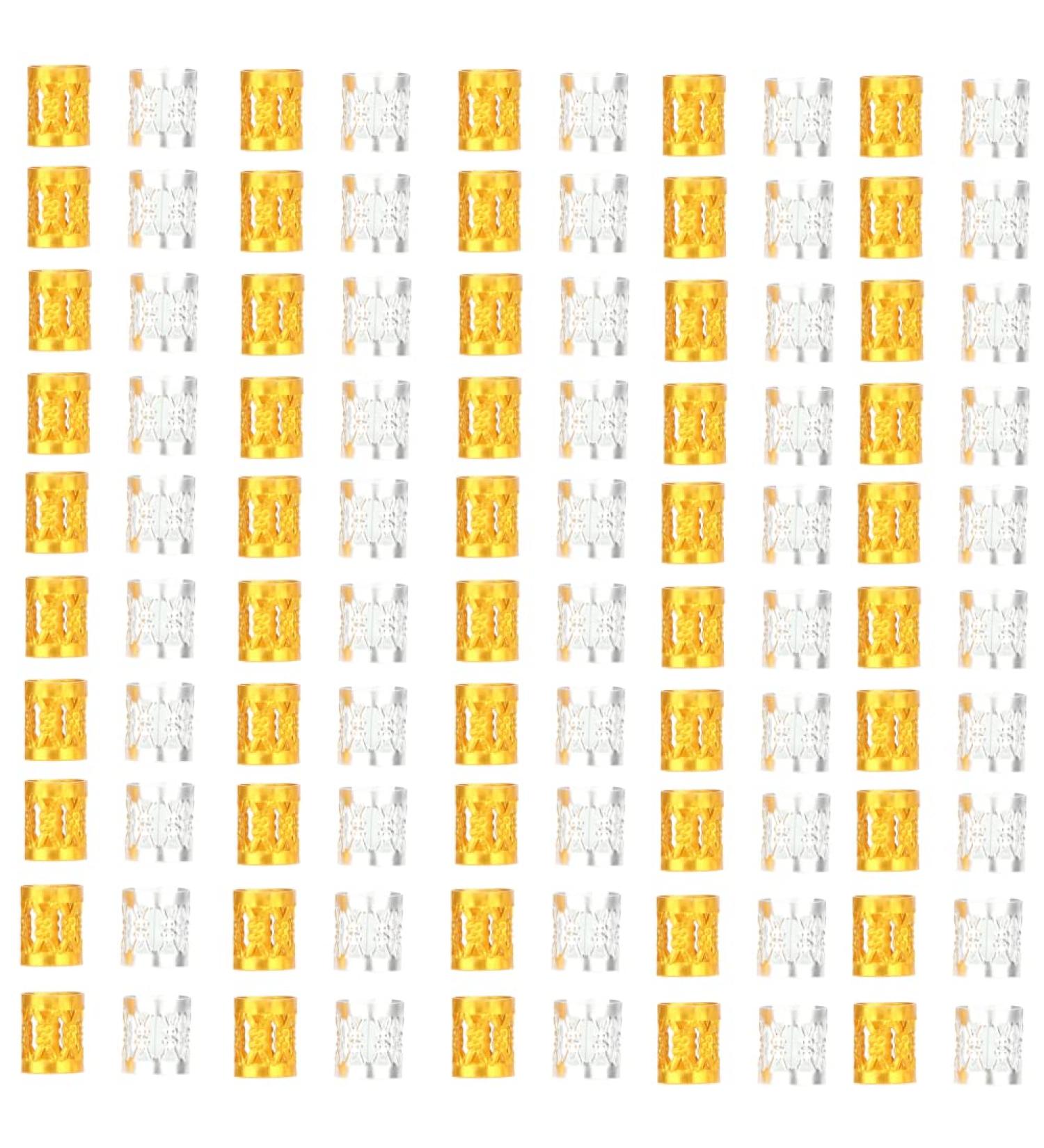 Uxsiya 100 Hair Cuffs & Accessories - Adjustable Dreadlocks Braid Pearls Gold & Silver Rings for Hair Beauty - Buy Online on GoSupps.com