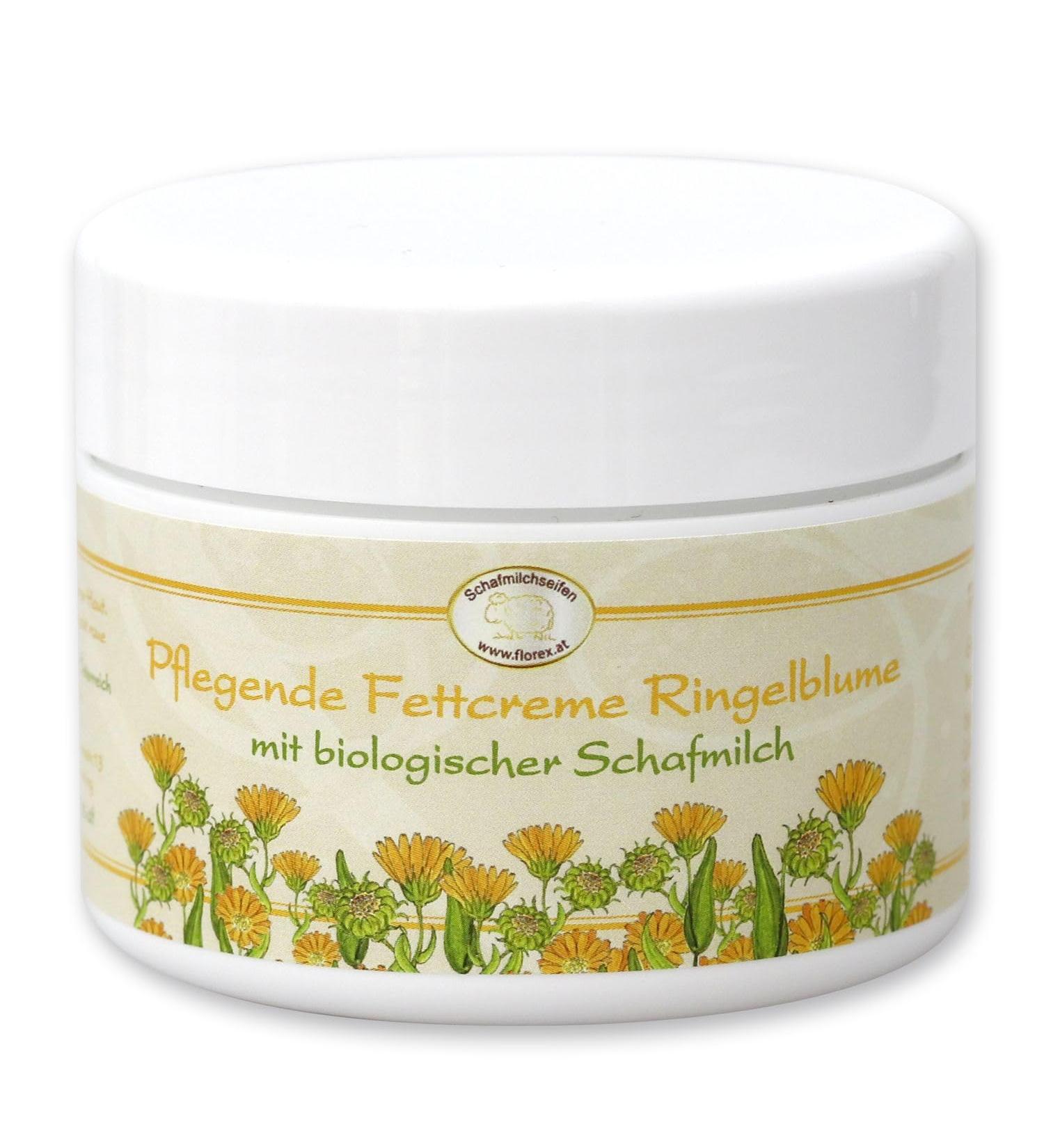 Florex fat cream with marigold & organic sheep's milk 125ml from Austrian-intensive nourishing cream with lanoline (wool fat) for regeneration cracked & stressed skin with disinfectant effect