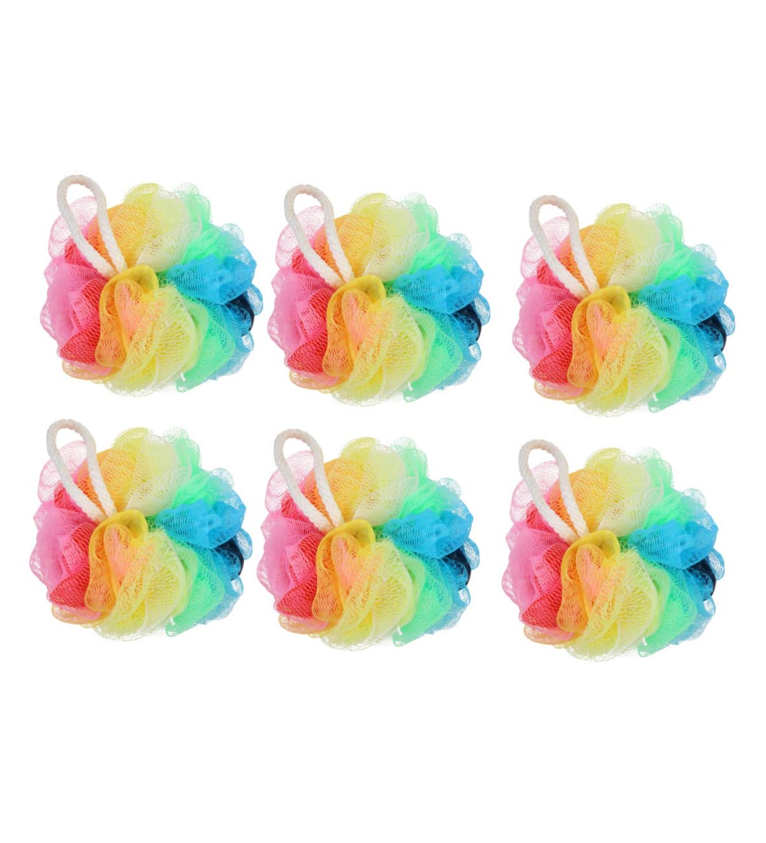 Lurrose 6pcs Exfoliating Loofah Bath Sponge Set | Mesh Pouf Body Scrubber Balls | Bath Bubble Making Accessories for Men and Women | Random Color Spa Loofah - Buy Online on GoSupps.com