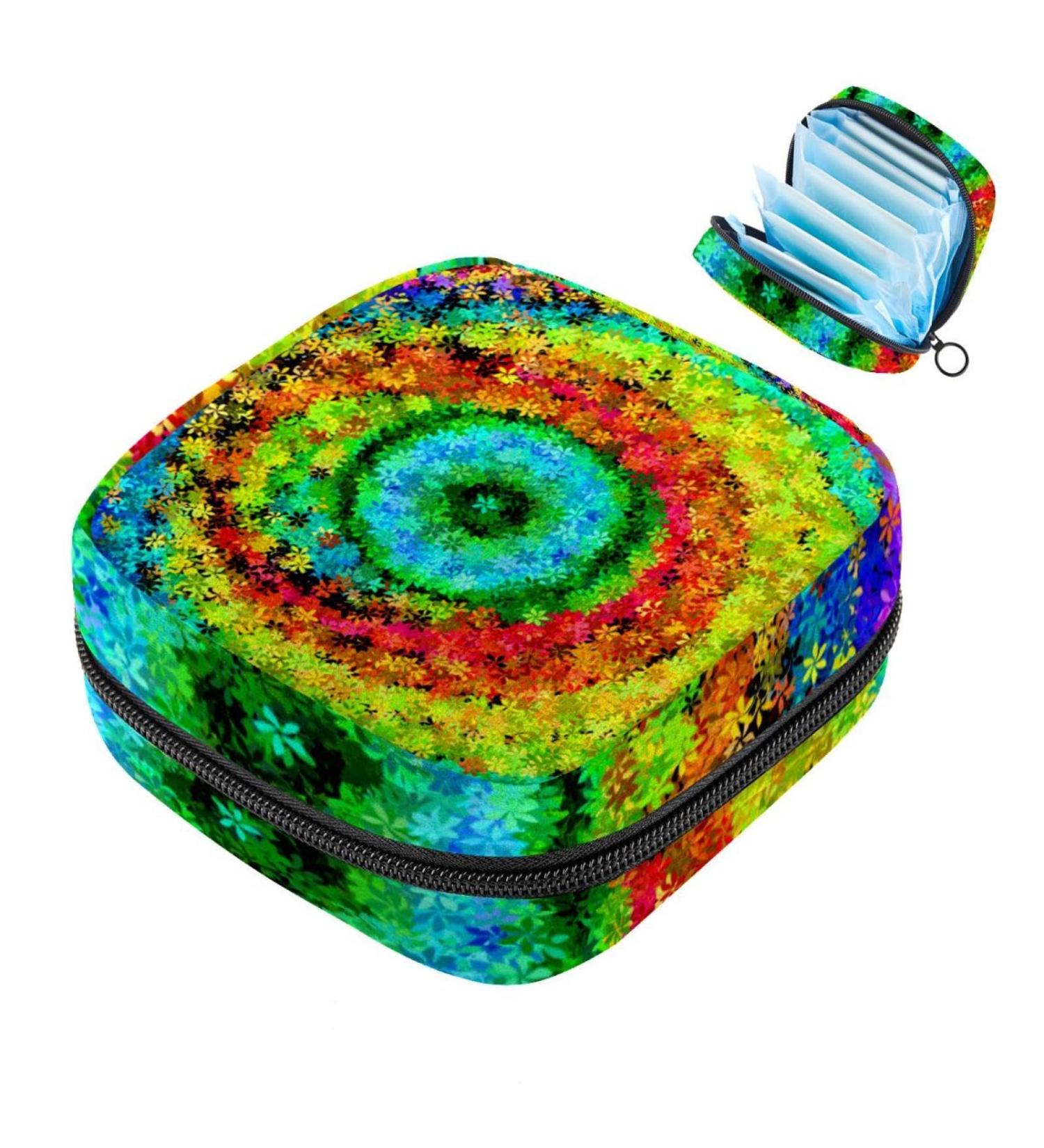 Colorful Rainbow Floral Storage Bags for Women's Bandages & Menstrual Care | Portable Multi-Use Organizers for School & Office - Buy Online on GoSupps.com