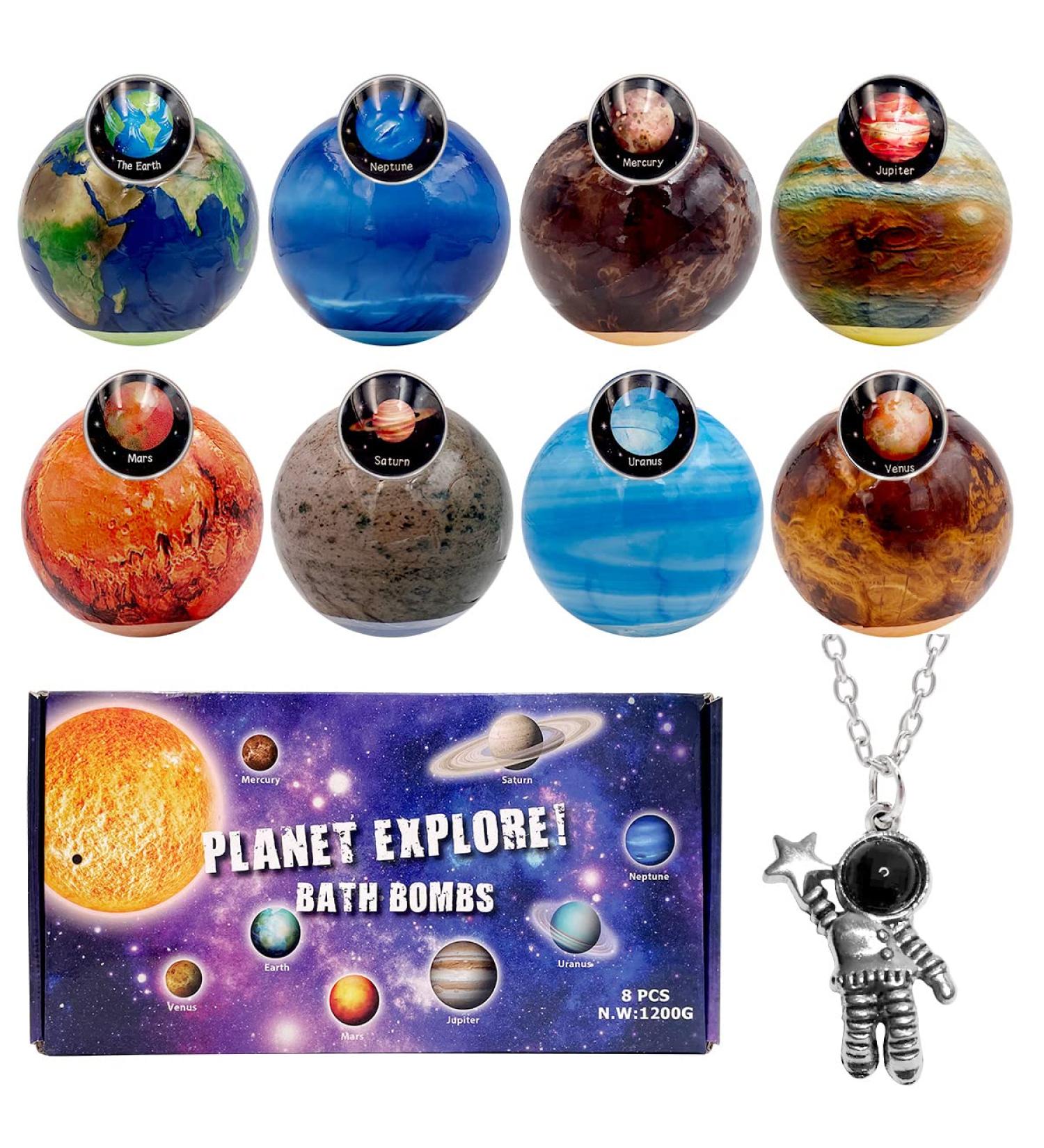8PK Planet Explore Bath Bombs for Kids with Surprise Inside | Largest Bath Bombs with Planet Magnets | Collect All 8 Planets Awards | Ideal for Bathing and Shower Time - Buy Online on GoSupps.com