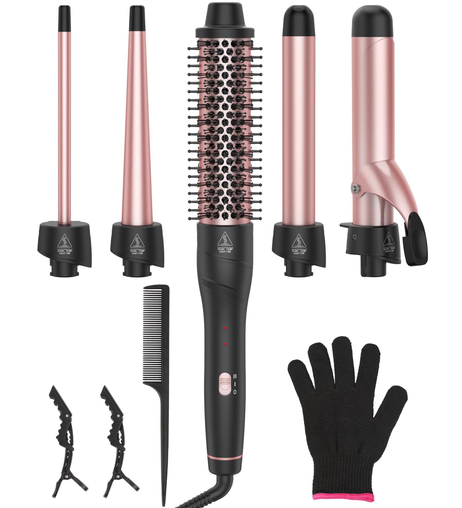 ANIEKIN 5-in-1 Curling Iron Set - Interchangeable Ceramic Wands Instant Heat Dual Voltage - Perfect Gift for Girls & Moms - Buy Online on GoSupps.com