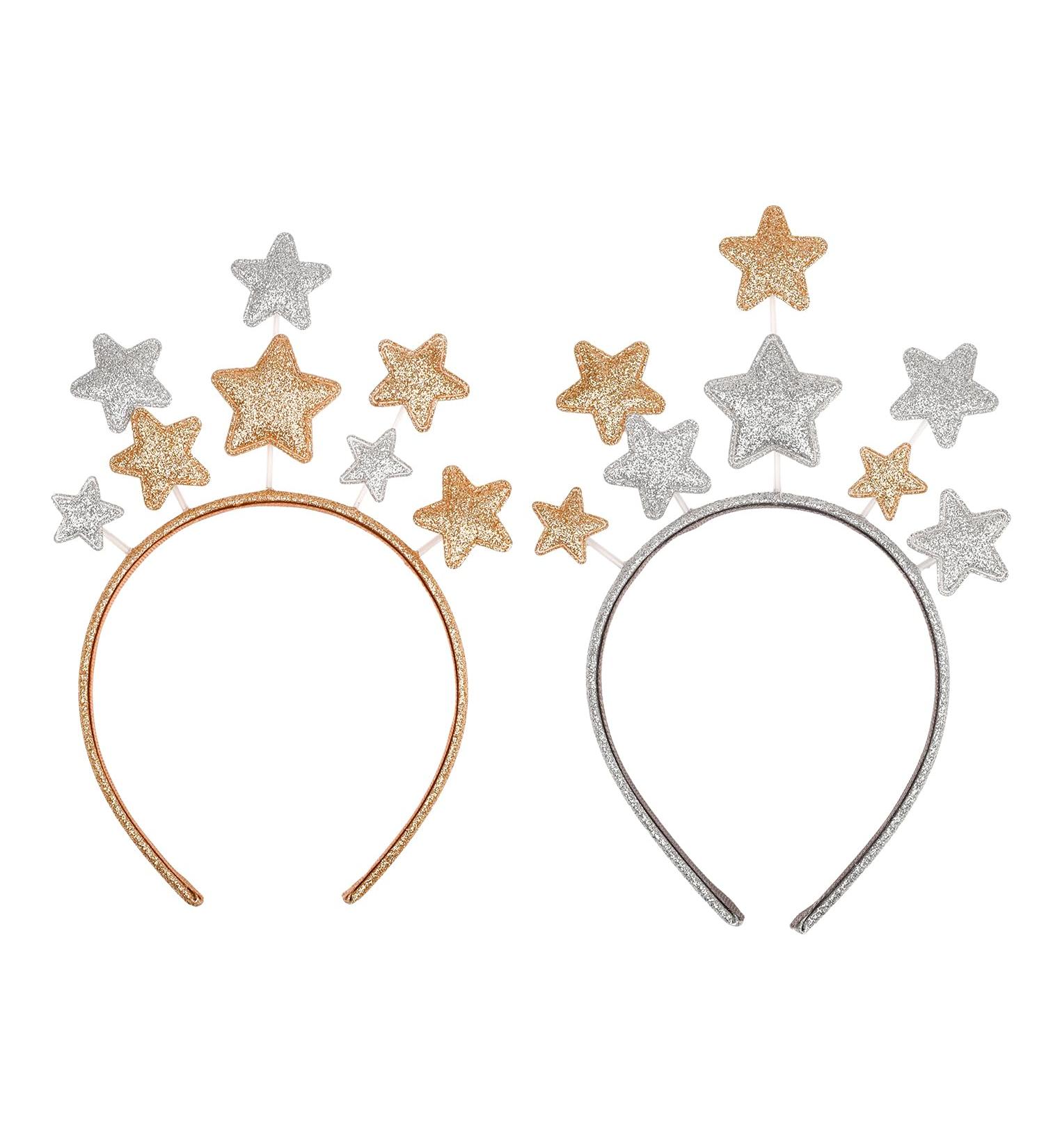 JNAWA 2 Pieces Christmas Glitter Star Headband Shiny Pentagram Headband Princess Glitter Band Hair Accessories for Women and Girls Christmas Cosplay Party - Buy Online on GoSupps.com