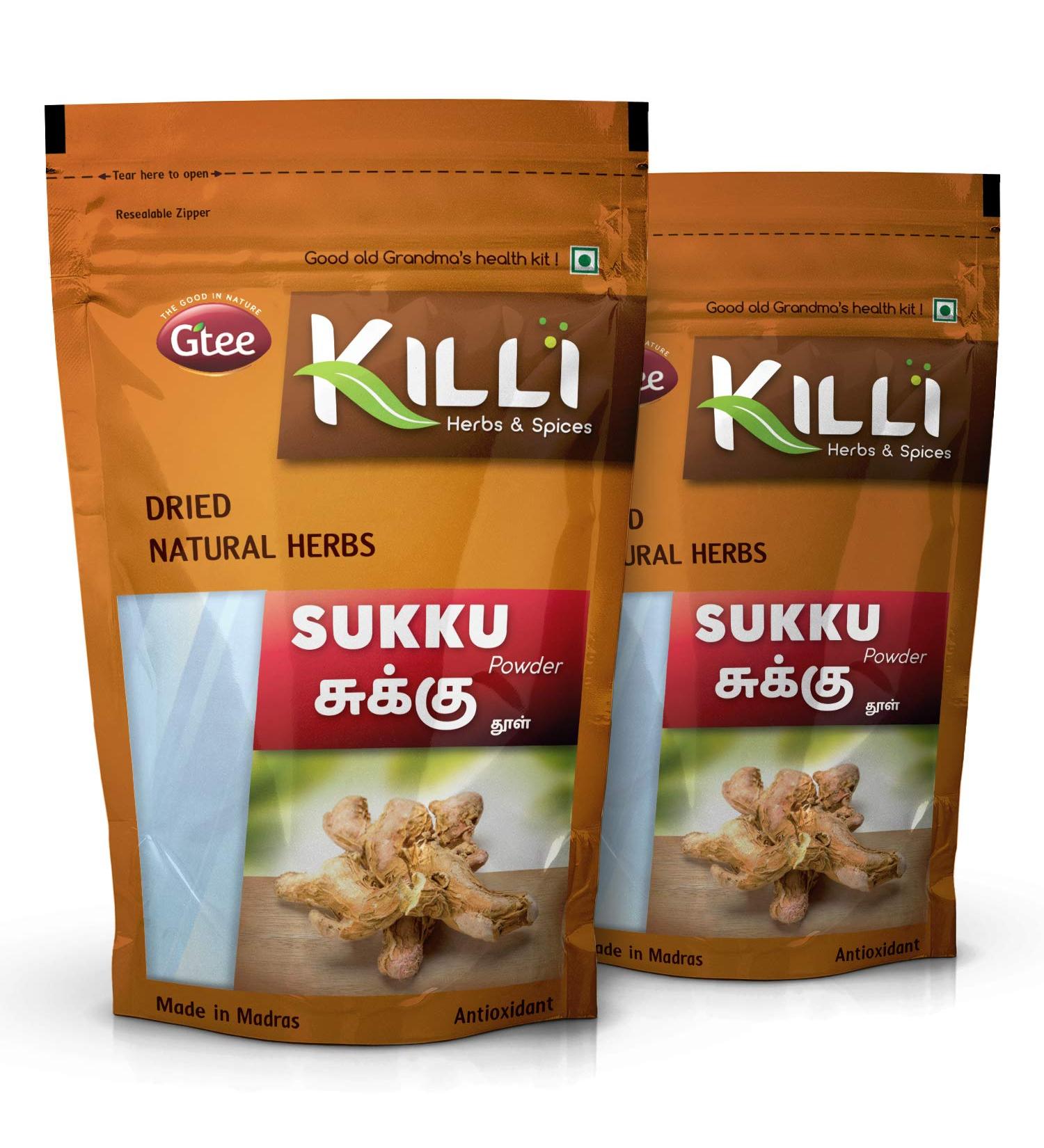 KILLI Dry Ginger | Sukku | Sonth | Chukku | Sonti | Onashunti Powder 100g (Pack of 2) - Buy Online on GoSupps.com
