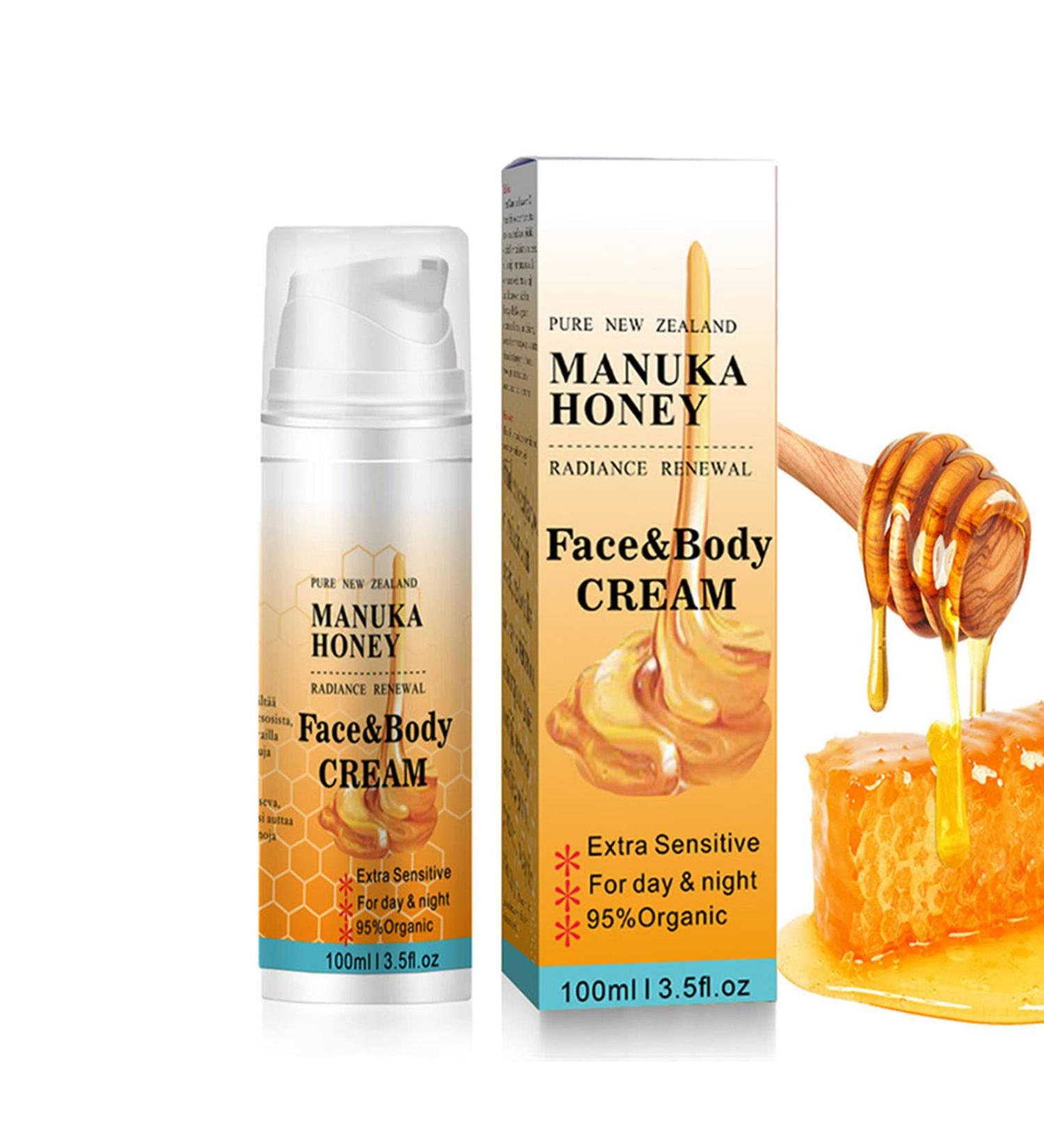 Manuka Honey Face Cream Honey Face Moisturiser Soothes Hydrates Increases Skin Elasticity 2 in 1 Face & Body Moisturiser Body Cream for Face Neck Body 100ml - Buy Online on GoSupps.com