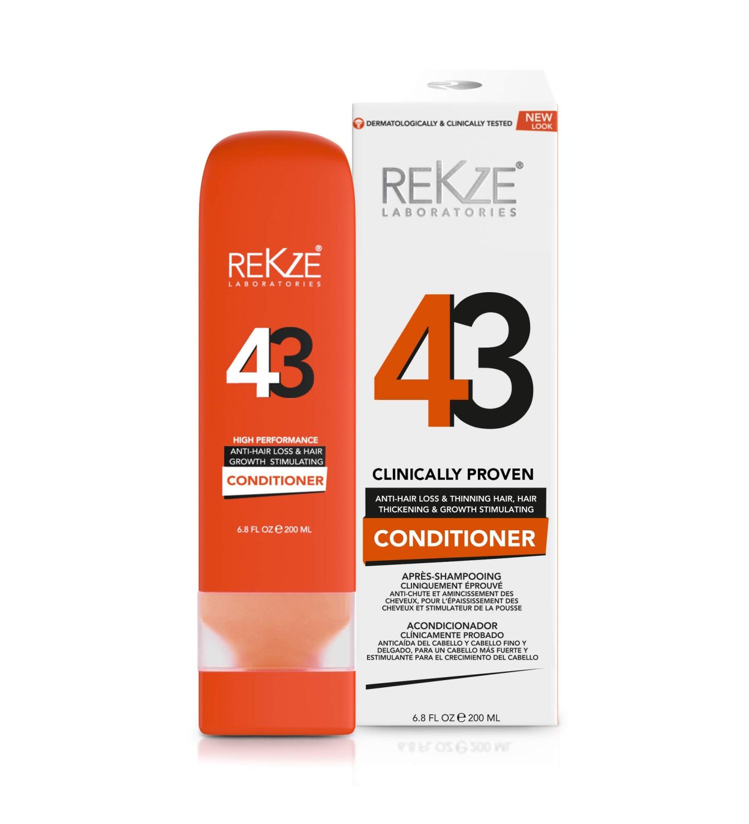 REKZE 43 Conditioner - Clinically Proven Hair Growth Stimulating & Anti-Hair Loss - DHT Blocker for Thinning, Thickening, and Damaged Hair - All Hair Types, Color Treated - Buy Online on GoSupps.com
