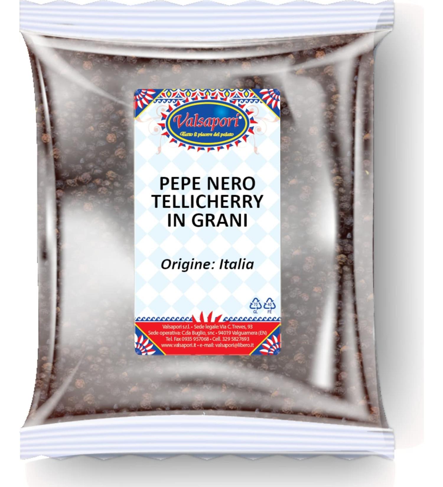  Valsapori Tellicherry Black Peppercorns in a 100g bag - 100% natural Sicilian cultivation - Late harvest with a pungent taste - - Buy Online on GoSupps.com