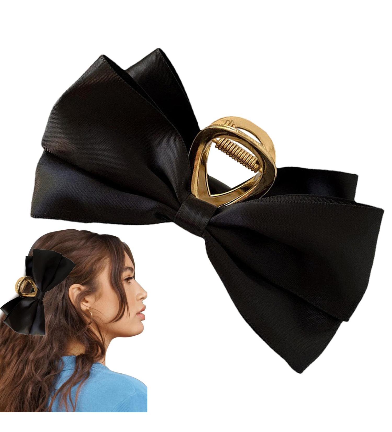 AUTOECHO Bow Hair Clips Satin Hair Bow Clip - Aesthetic Satin Big Hair Bows Large Claw Clips Hair Barrettes for Thick Thin Curly Hair Black - Buy Online on GoSupps.com