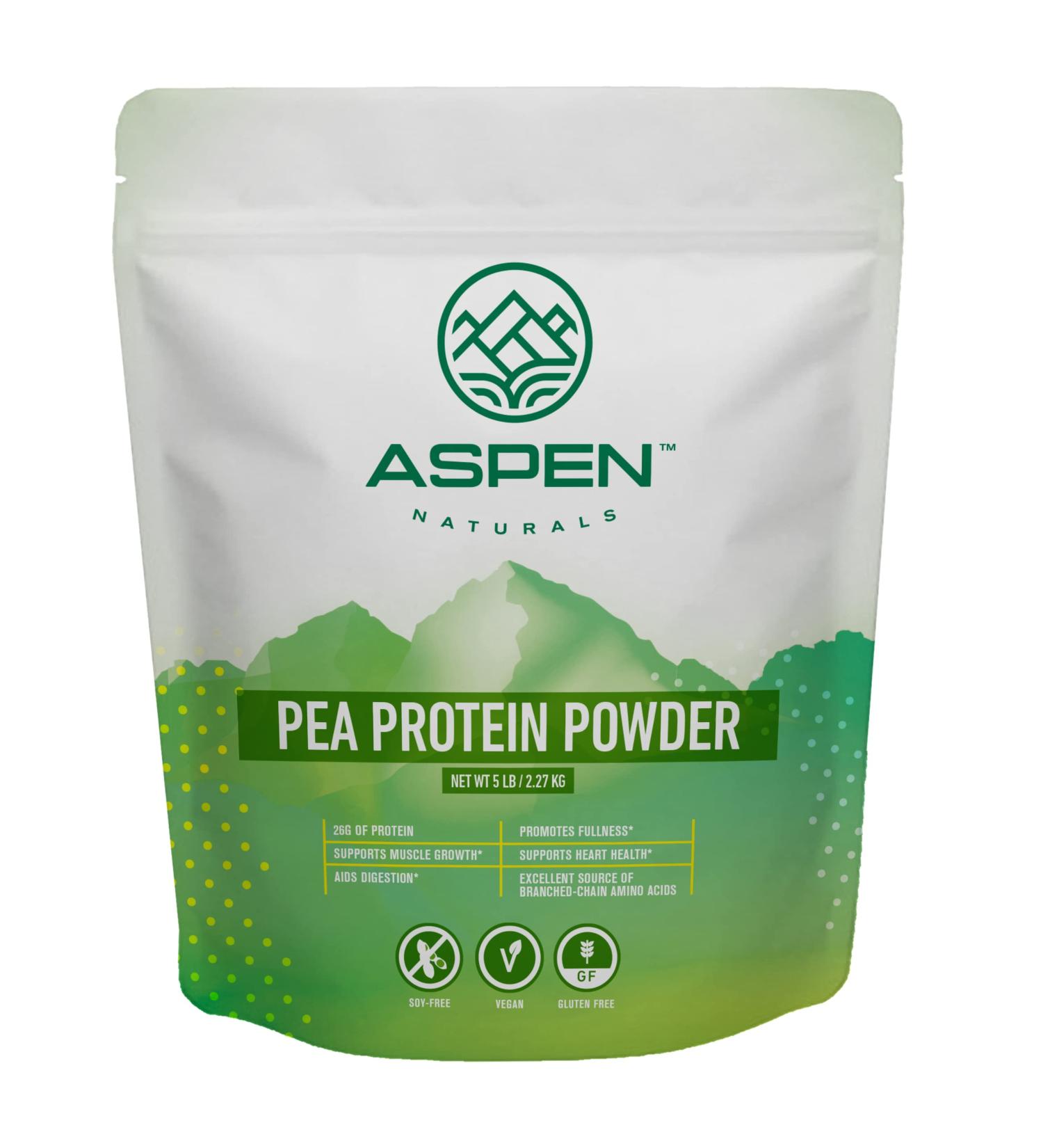 Aspen Naturals Pea Protein Powder (5 lb) - Unflavored Plant Based - Gluten Free, Non-GMO - Vegan, Keto & Low Carb - Buy Online on GoSupps.com