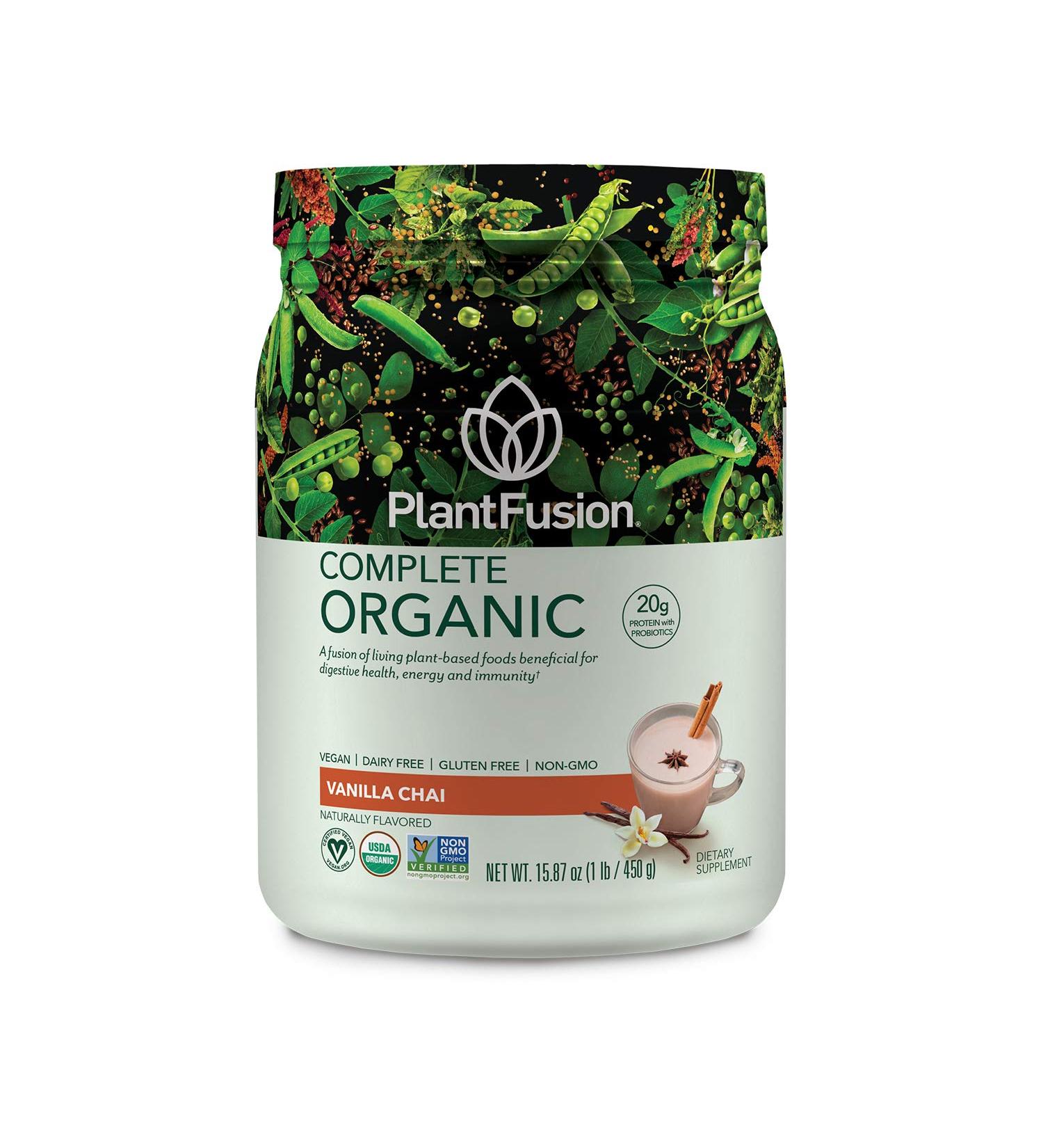 PlantFusion Complete Organic Vegan Protein Powder - 1 LB Vanilla Chai - Gluten Free & USDA Organic - Buy Online on GoSupps.com