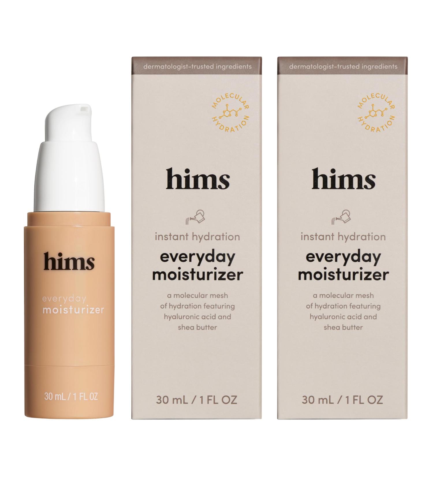 Hims Everyday Moisturizer for Men - Hydrating Hyaluronic Acid & Shea Butter Vegan & Cruelty-Free - Lightweight Ocean Scent - 2 Pack 1oz - Buy Online on GoSupps.com