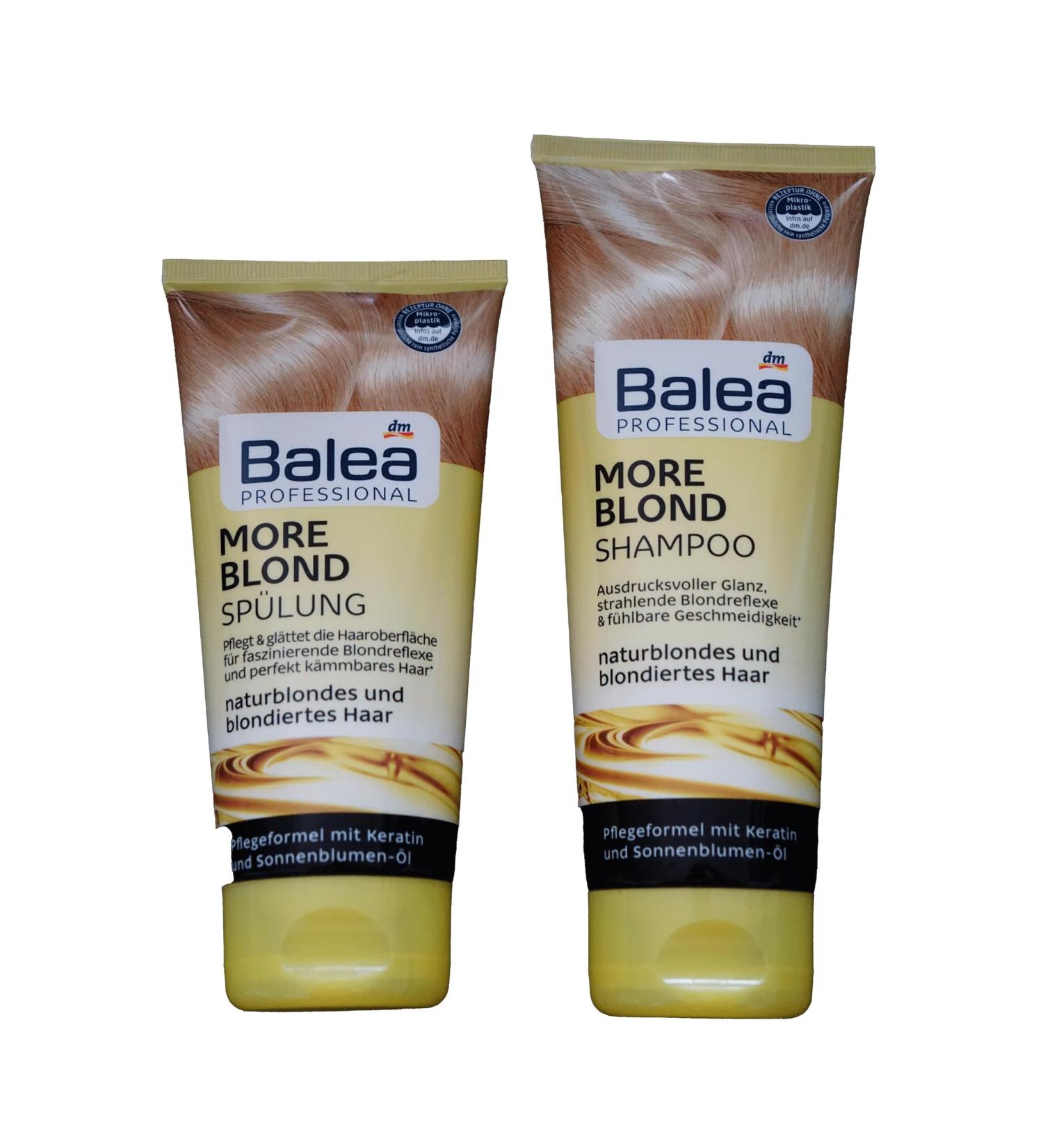 Balea Professional More Blond Hair Care Set of 2 for Natural Blonde and Blonde Hair: Shampoo (250 ml) + Conditioner (200 ml) 450 ml - Buy Online on GoSupps.com