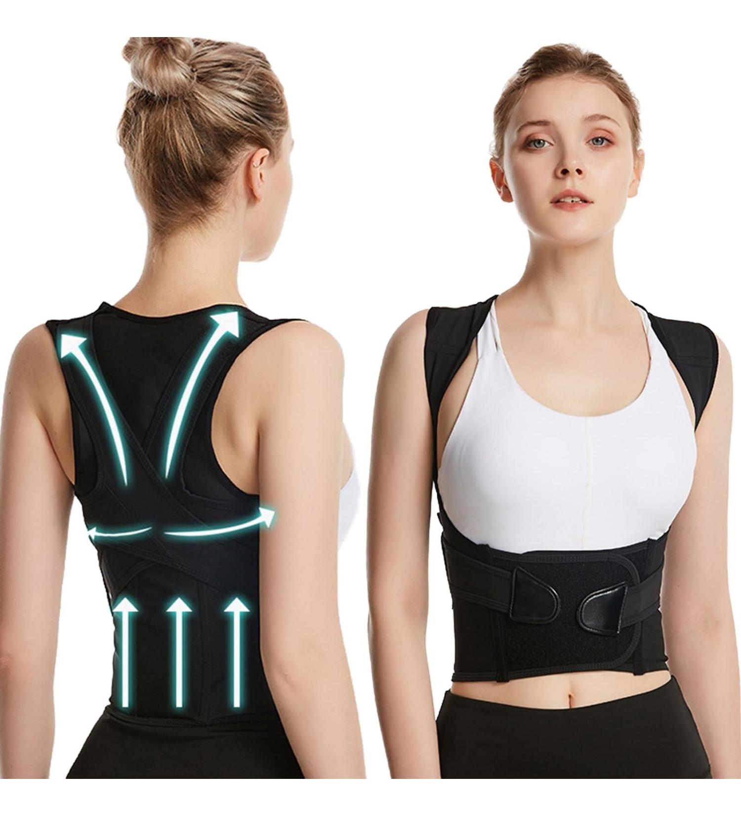 Back Posture Corrector Belt for Men & Women | Adjustable Orthopedic Corset for Scoliosis & Hunchback | Pain Relief Support Vest - Large Black - Buy Online on GoSupps.com